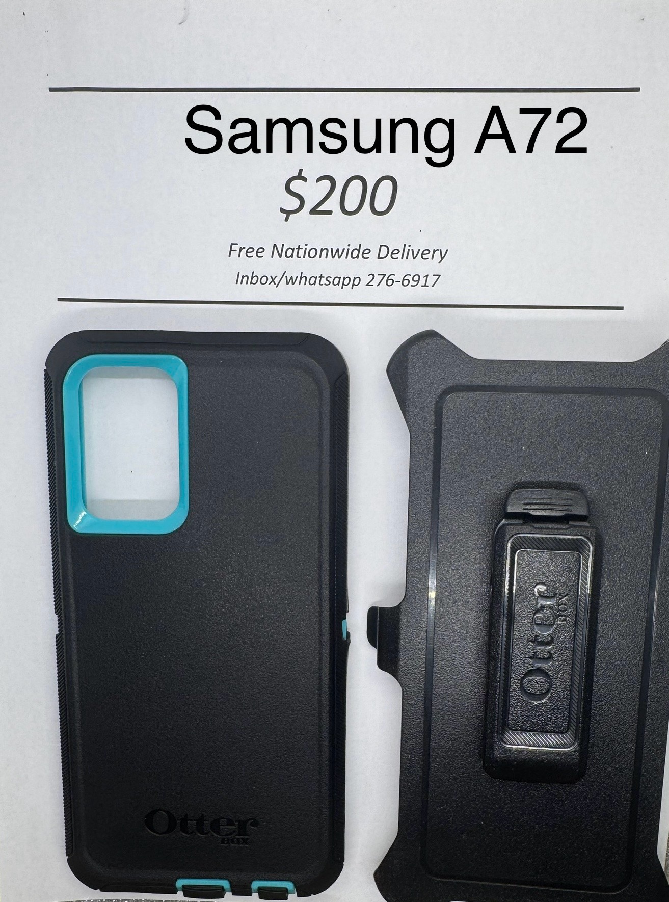 A72 Black with Light Blue Otterbox Defender