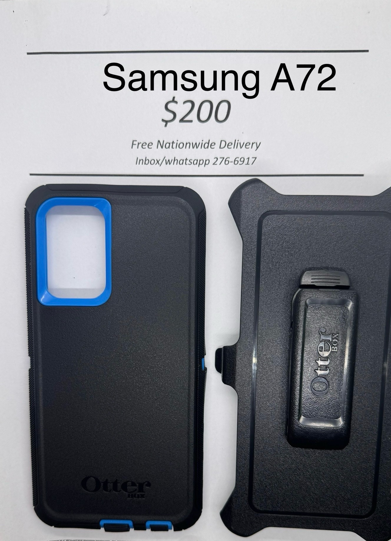 A72 Black with Blue Otterbox Defender