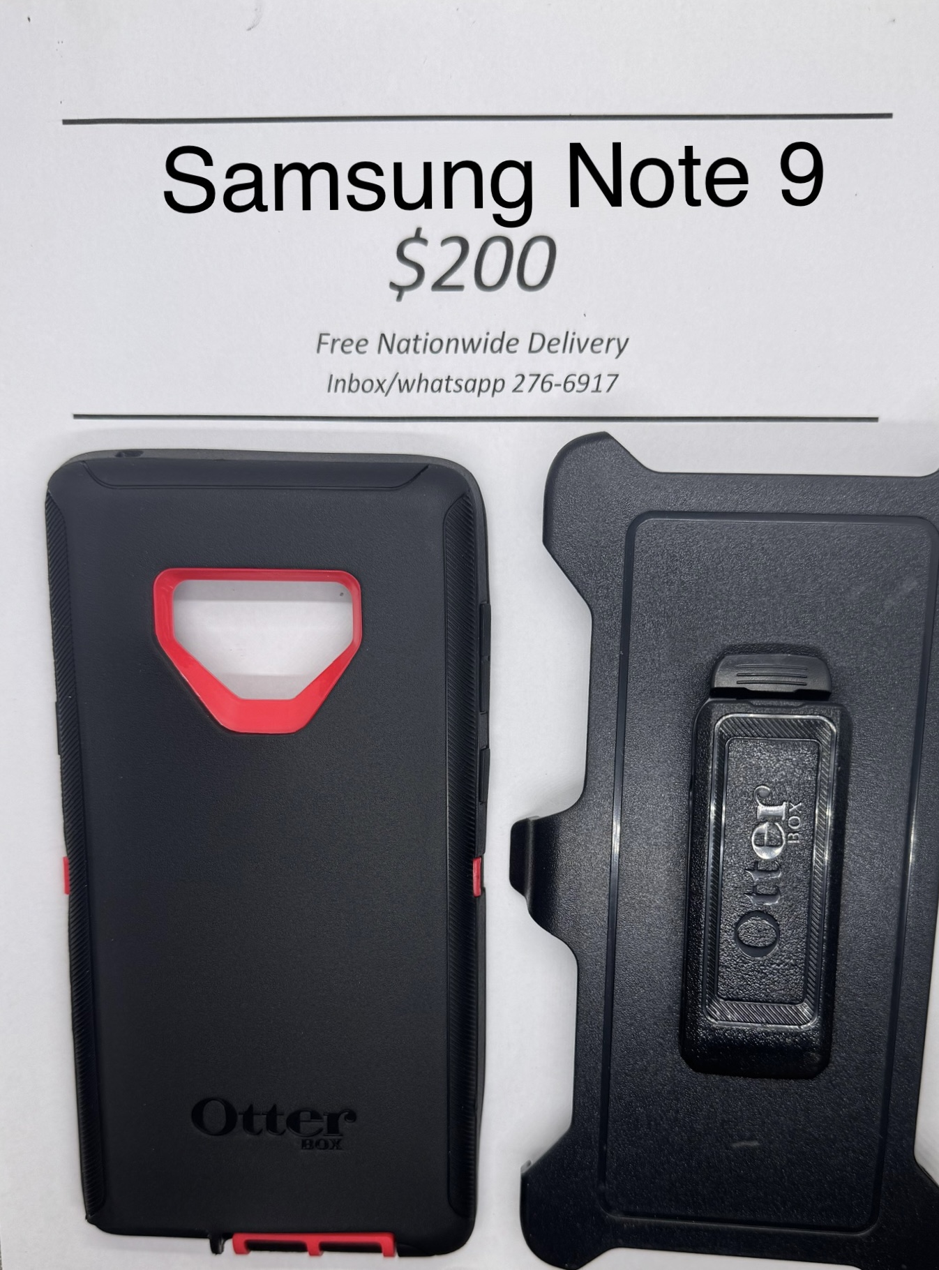 Note 9 Black with Pink Otterbox Defender