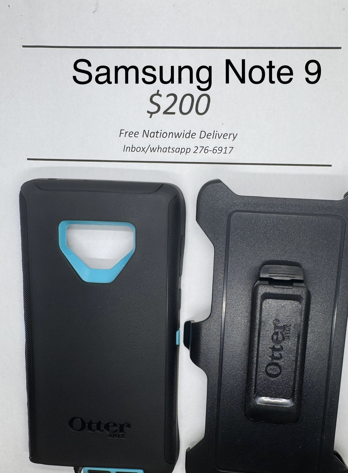 Note 9 Black with Light Blue Otterbox Defender