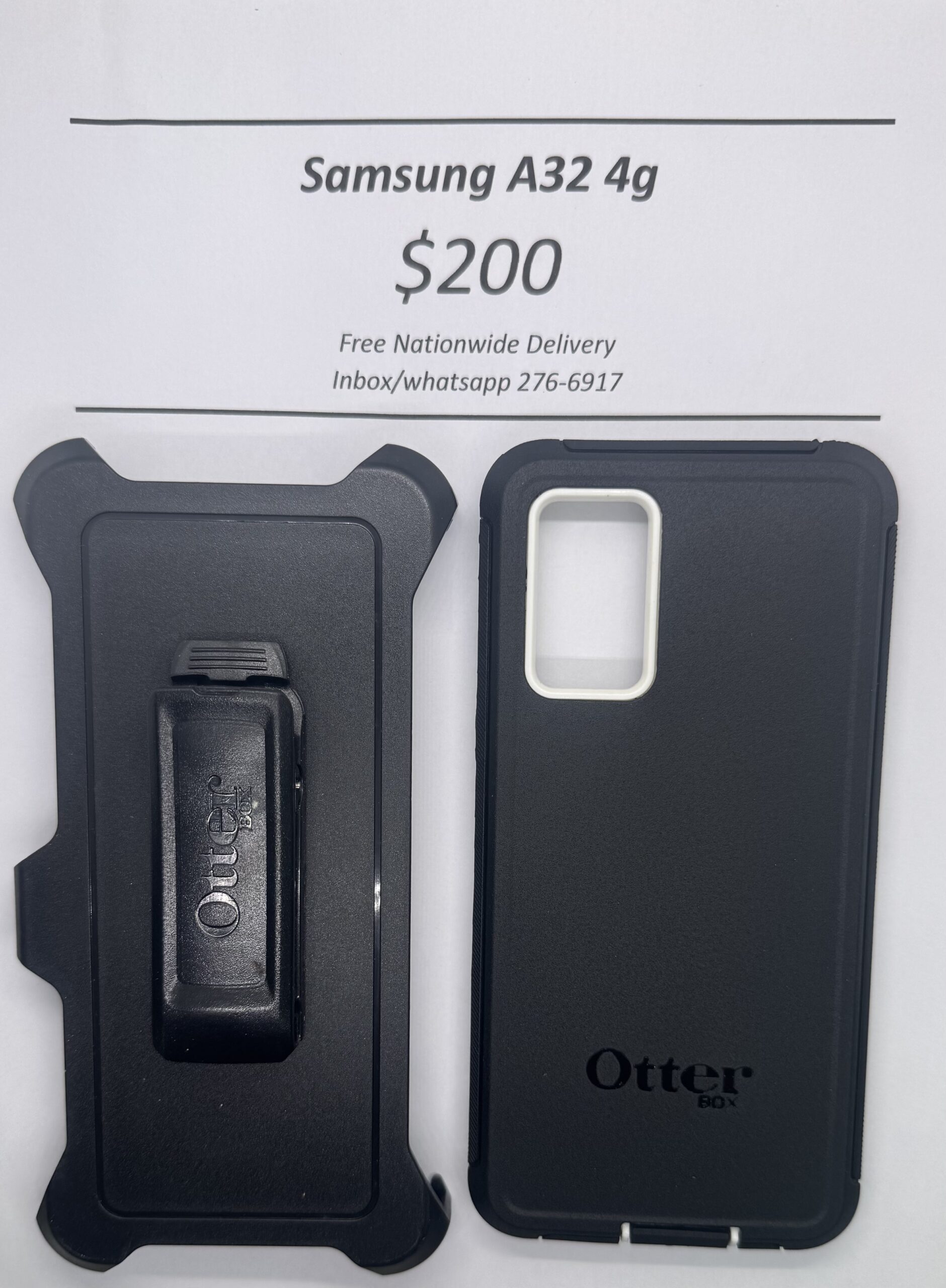 A32 4G Black with White Otterbox Defender