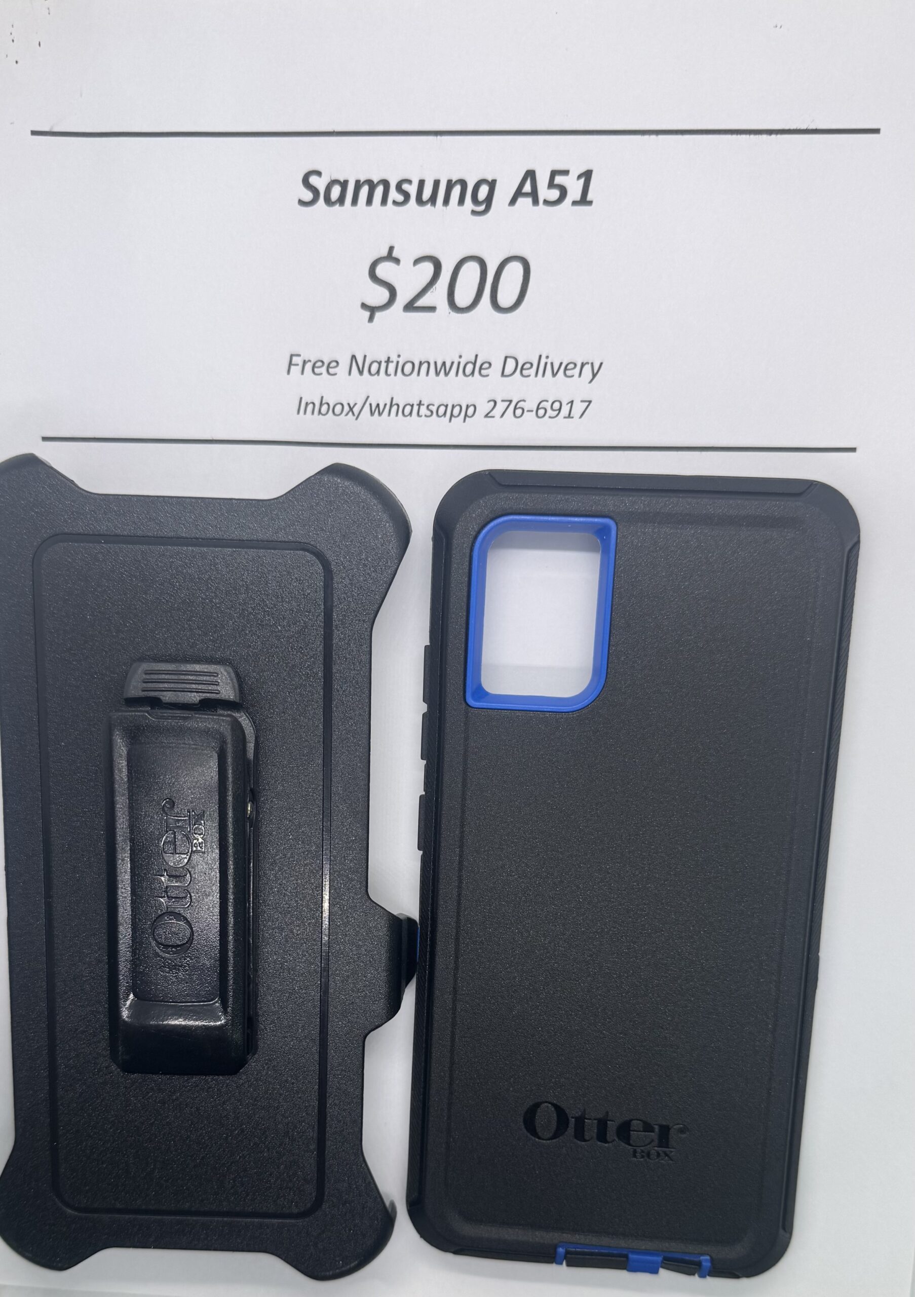 A51 Black with Blue Otterbox Defender