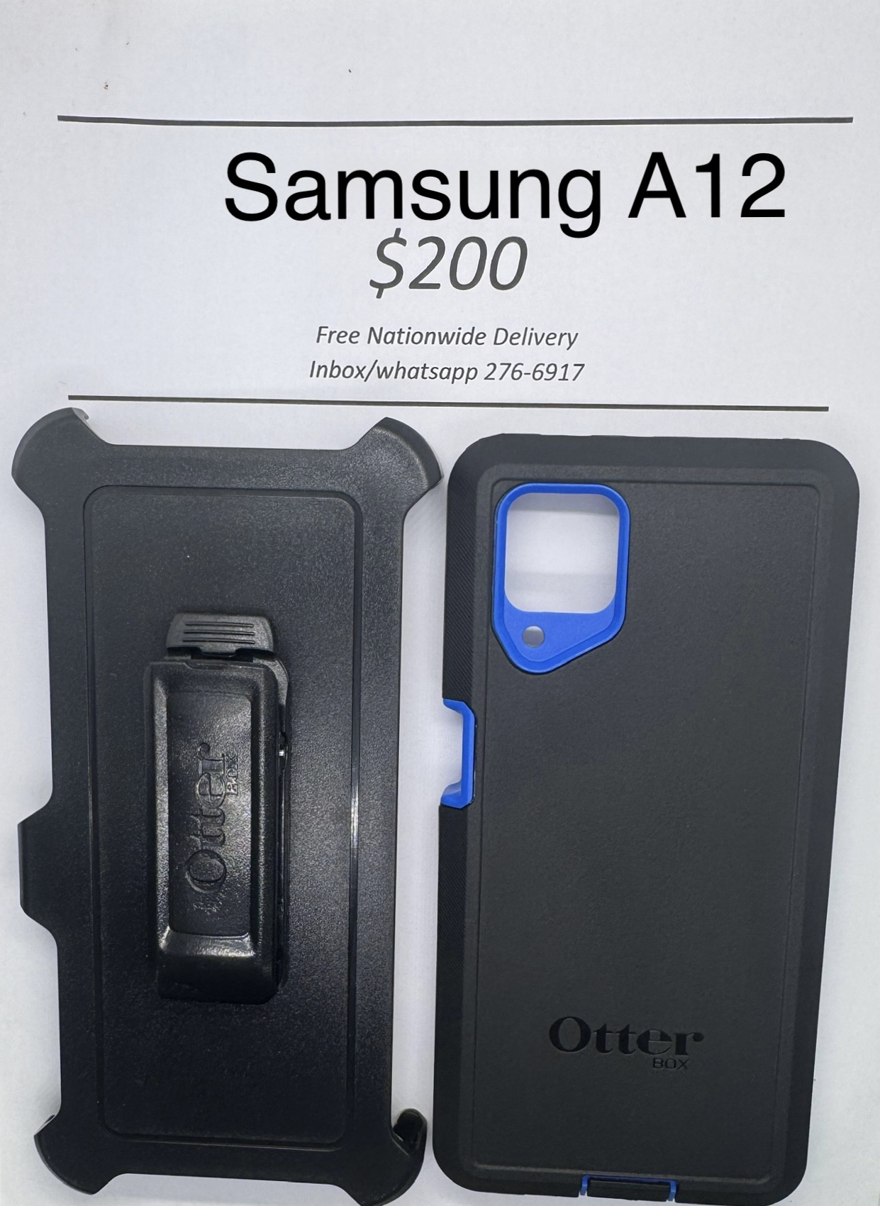 A12 Black with Blue Otterbox Defender
