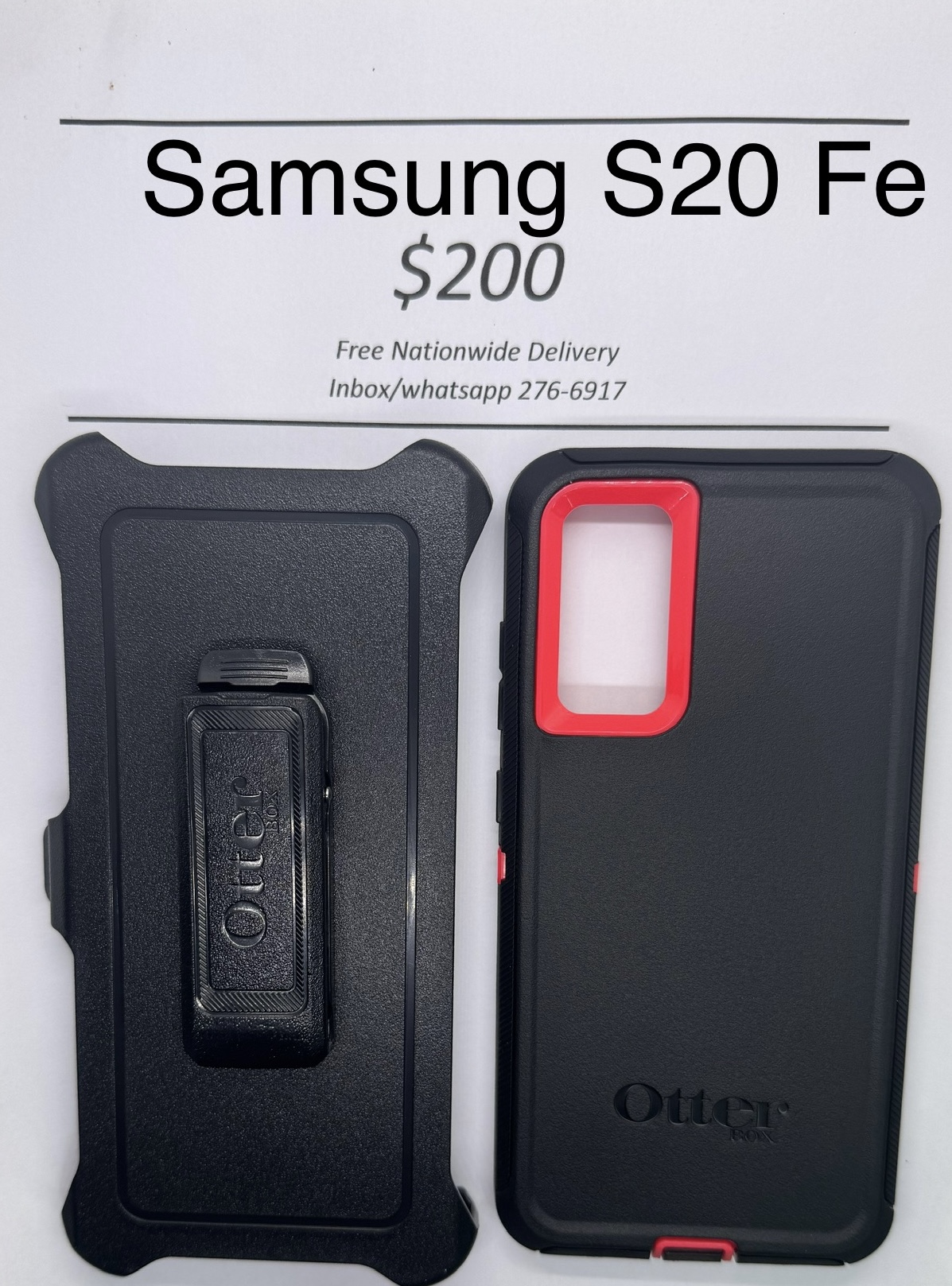 S20 FE Black with Pink Otterbox Defender
