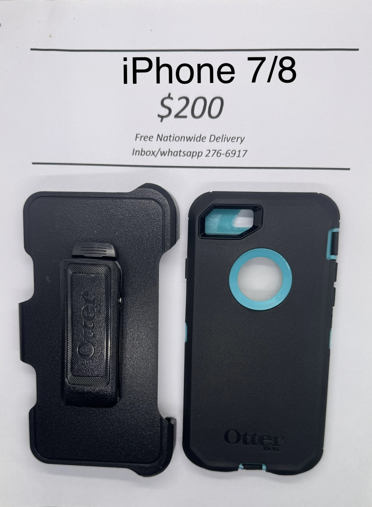 iPhone 7/8 Black with Light Blue Otterbox-Defender