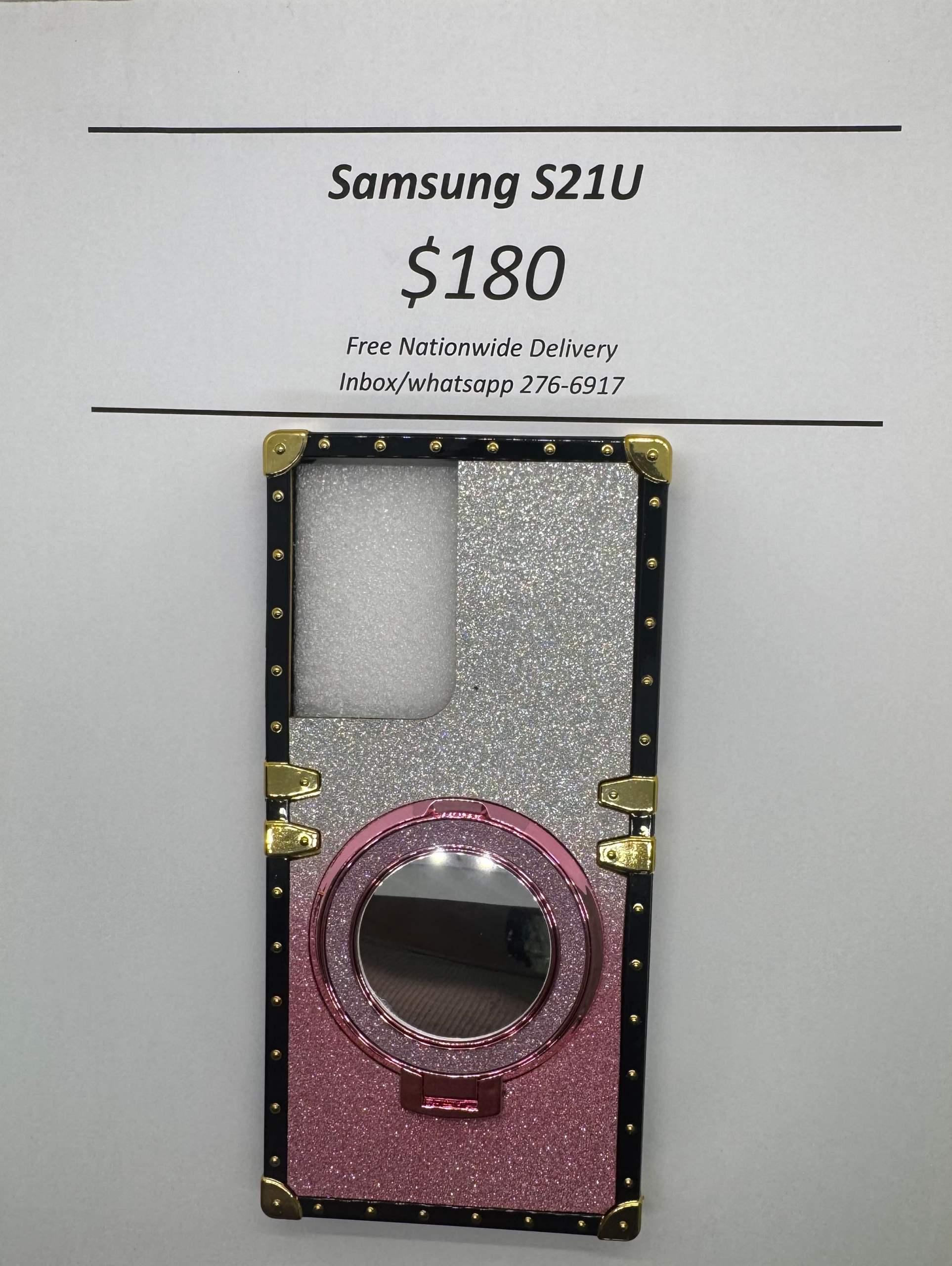 S21 Ultra Pink and Silver Glitter Trunk