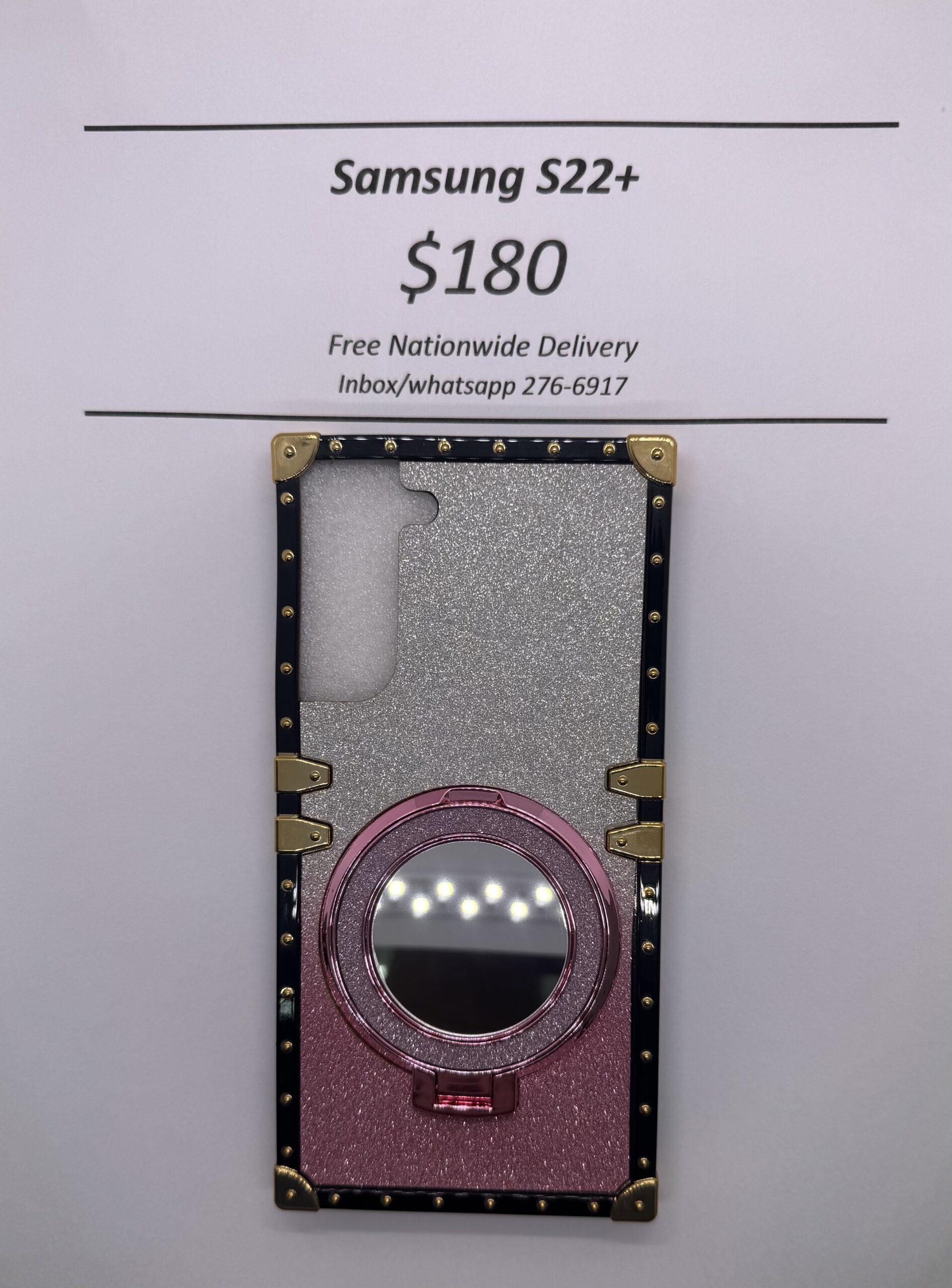 S22+ Pink and Silver Glitter Trunk