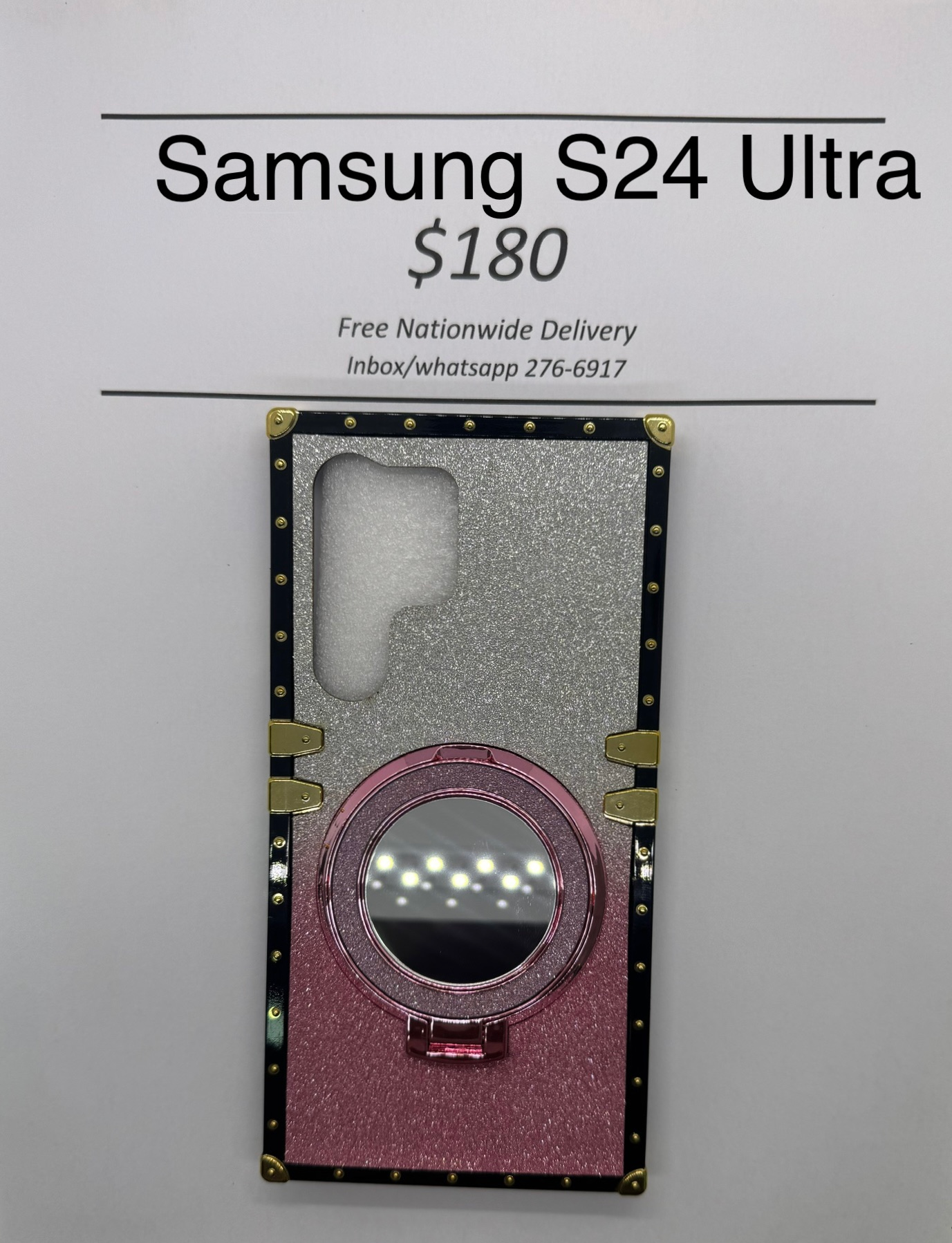 S24 Ultra Pink and Silver Glitter Trunk