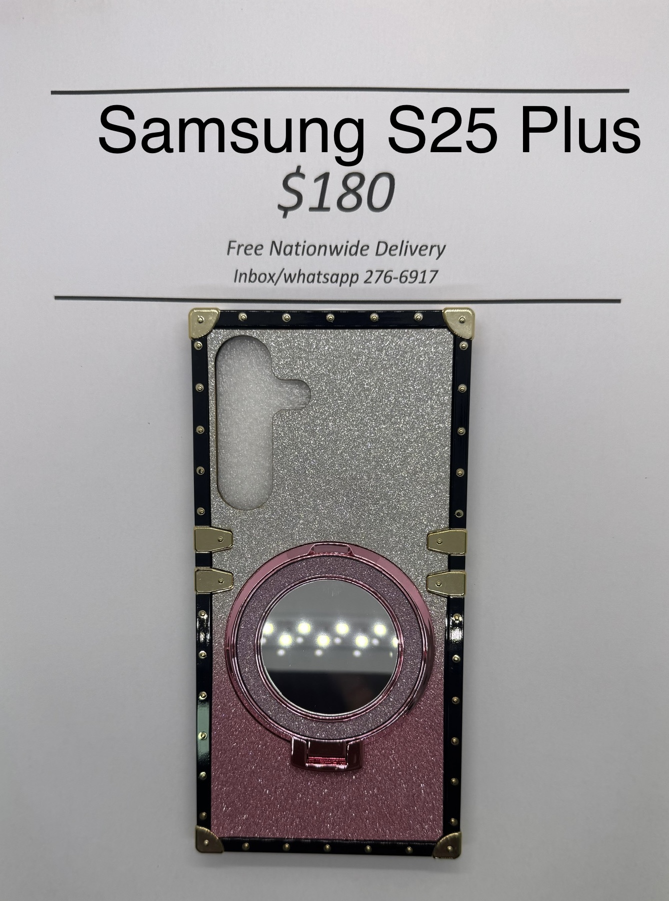 S25+ Pink and Silver Glitter Trunk