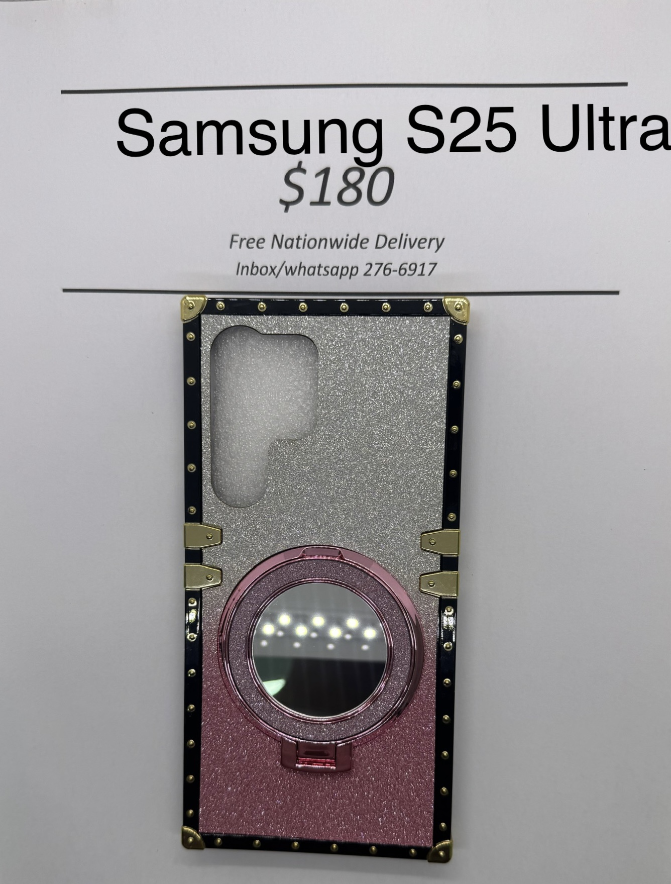 S25 Ultra Pink and Silver Glitter Trunk