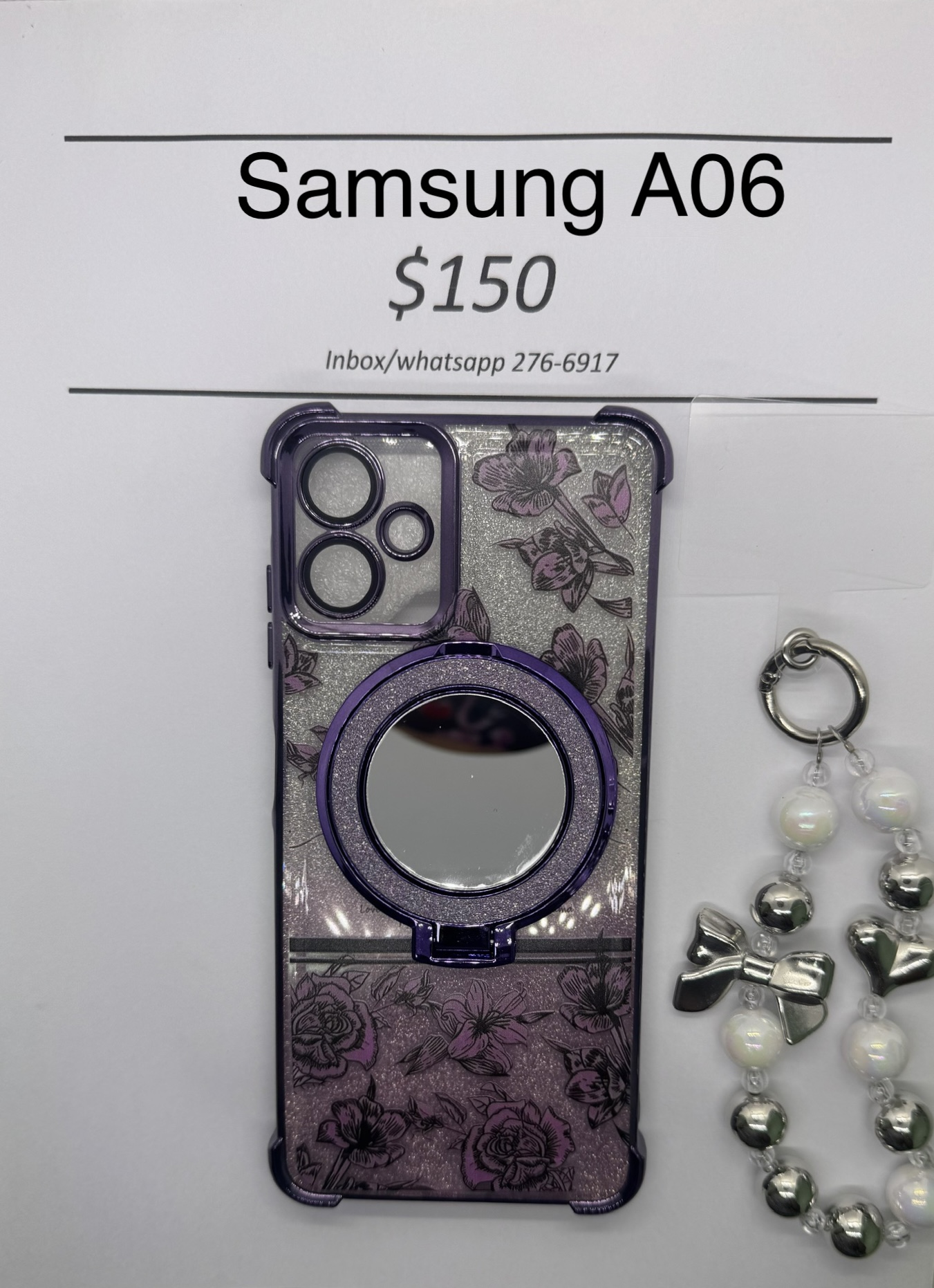 A06 Purple Floral Glitter
