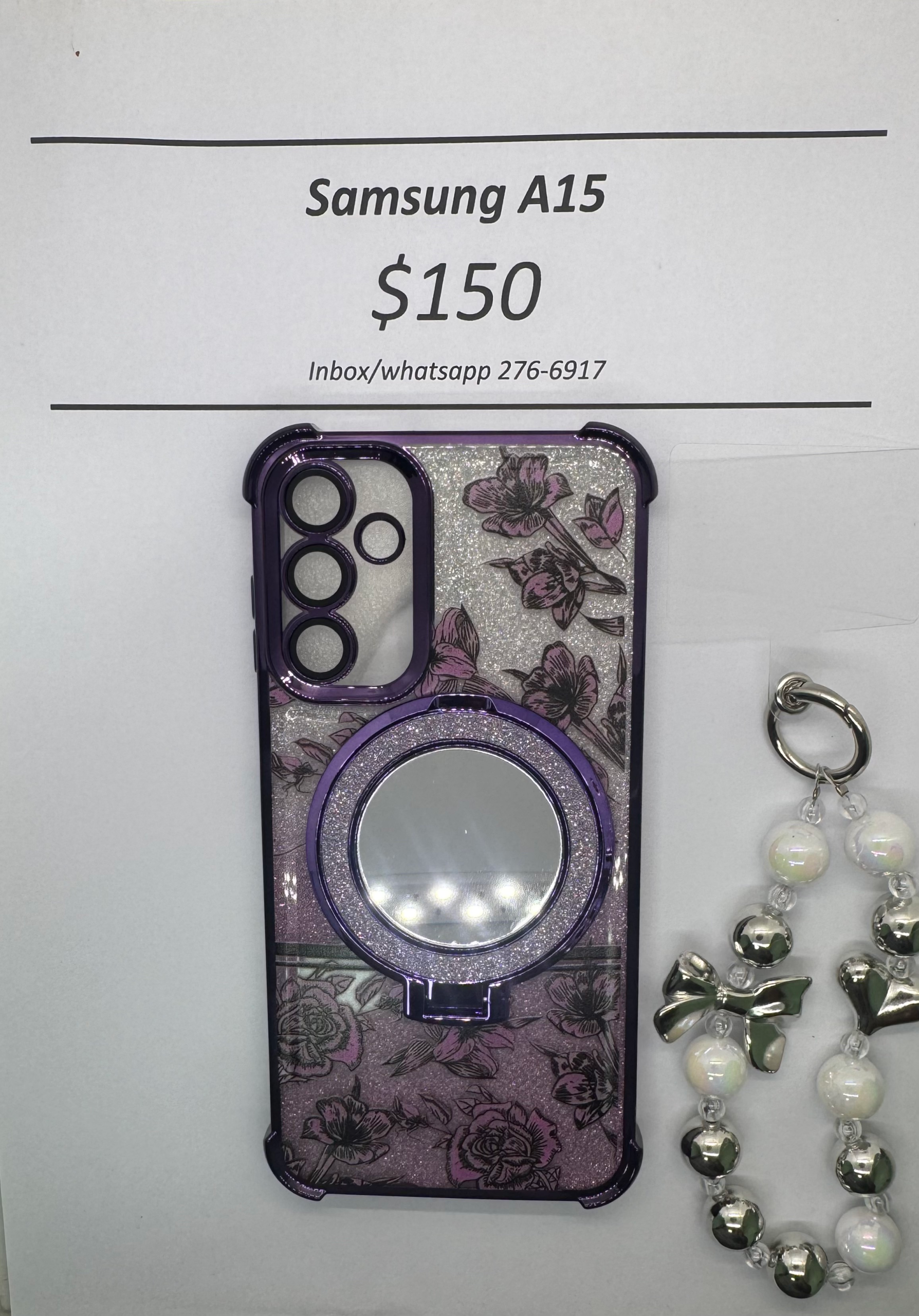 A15 Purple Floral Glitter