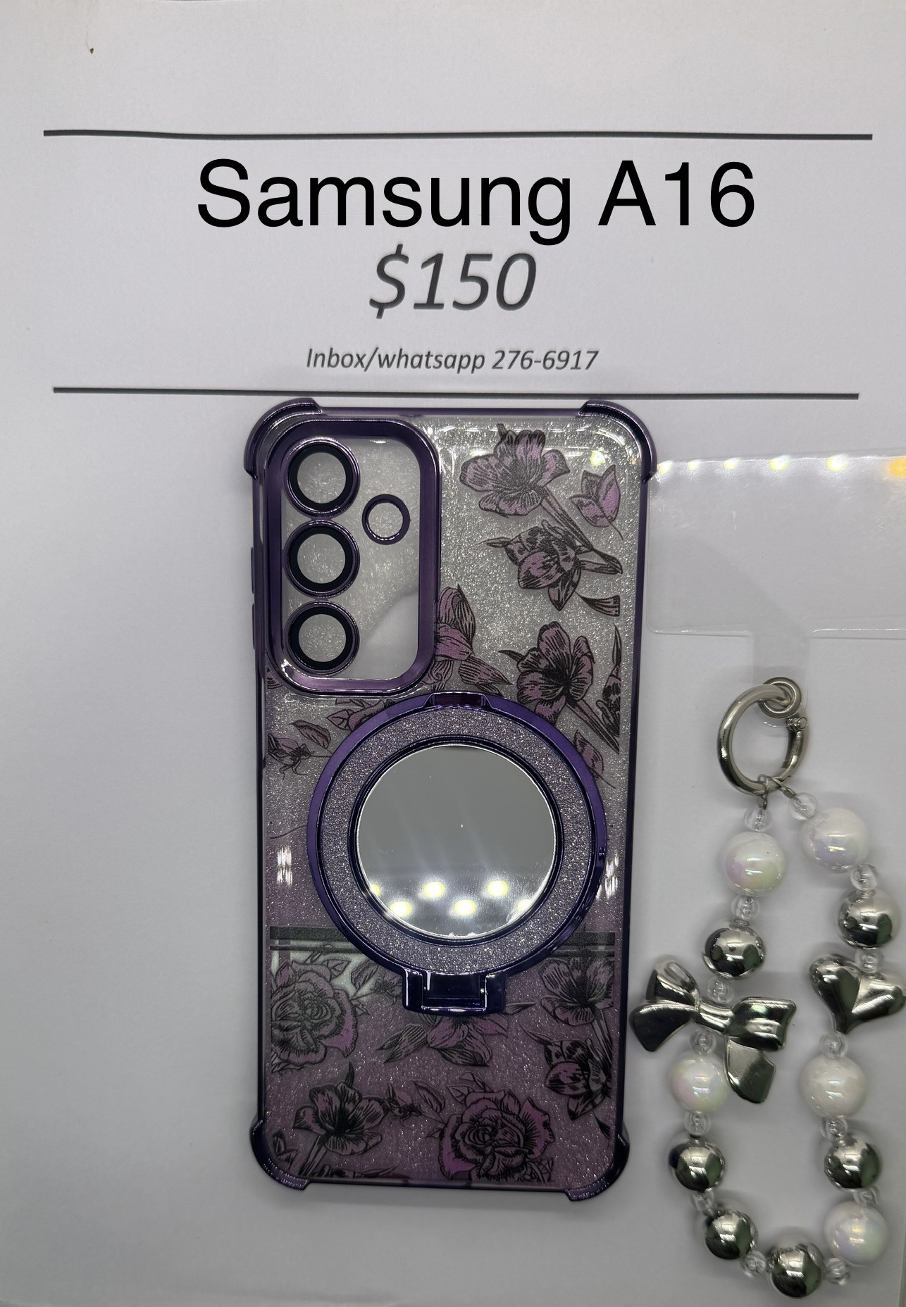 A16 Purple Floral Glitter
