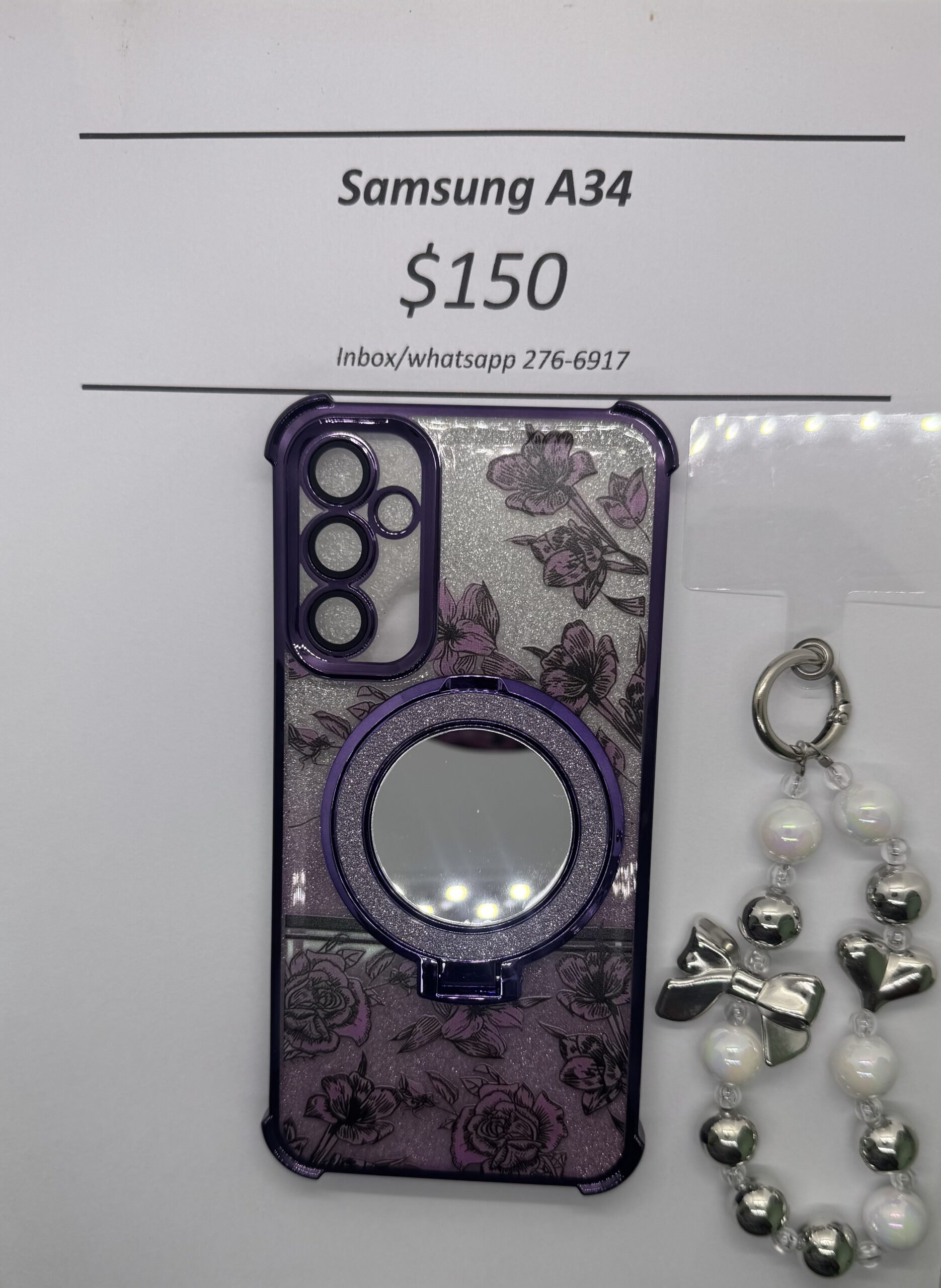 A34 Purple Floral Glitter