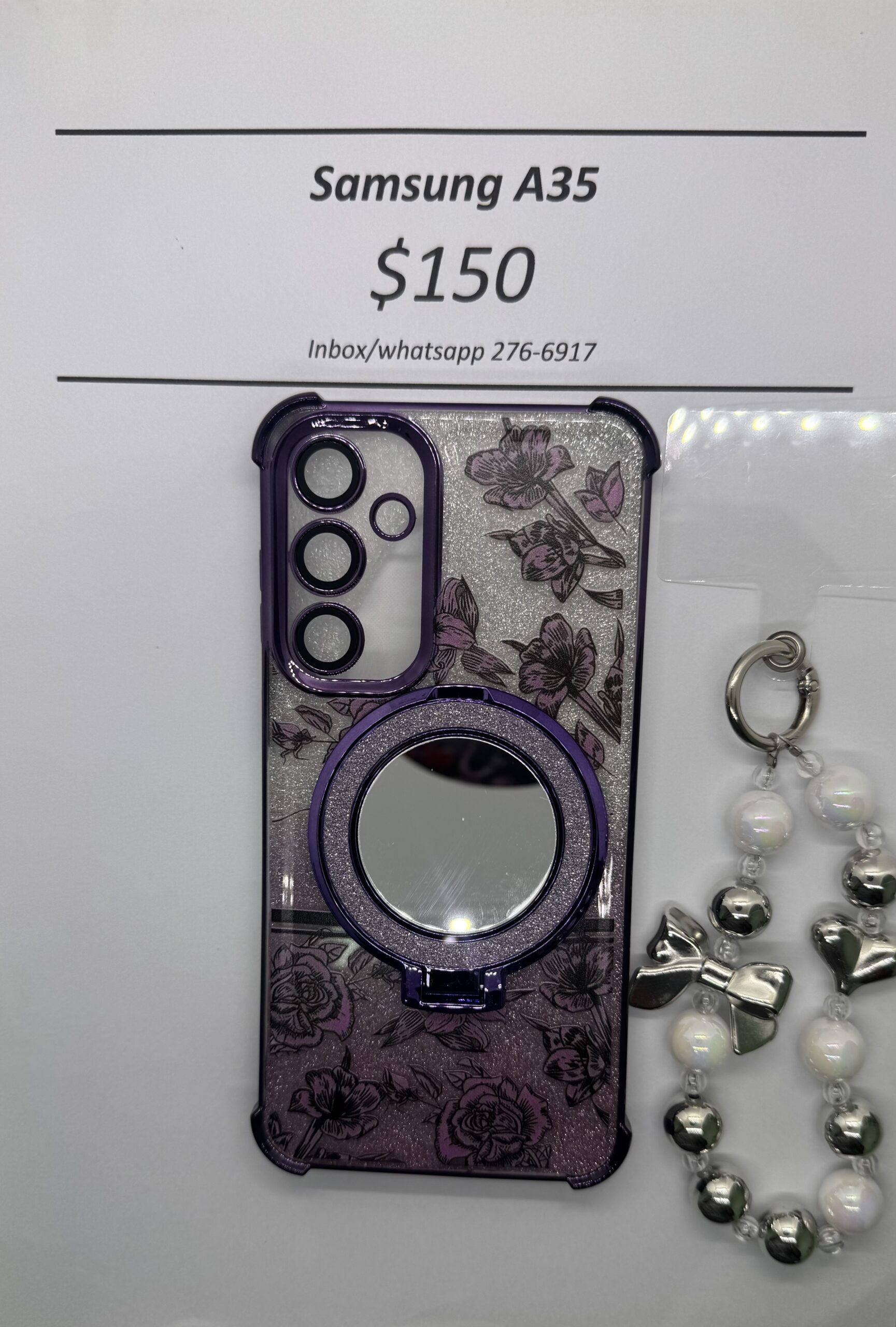 A35 Purple Floral Glitter