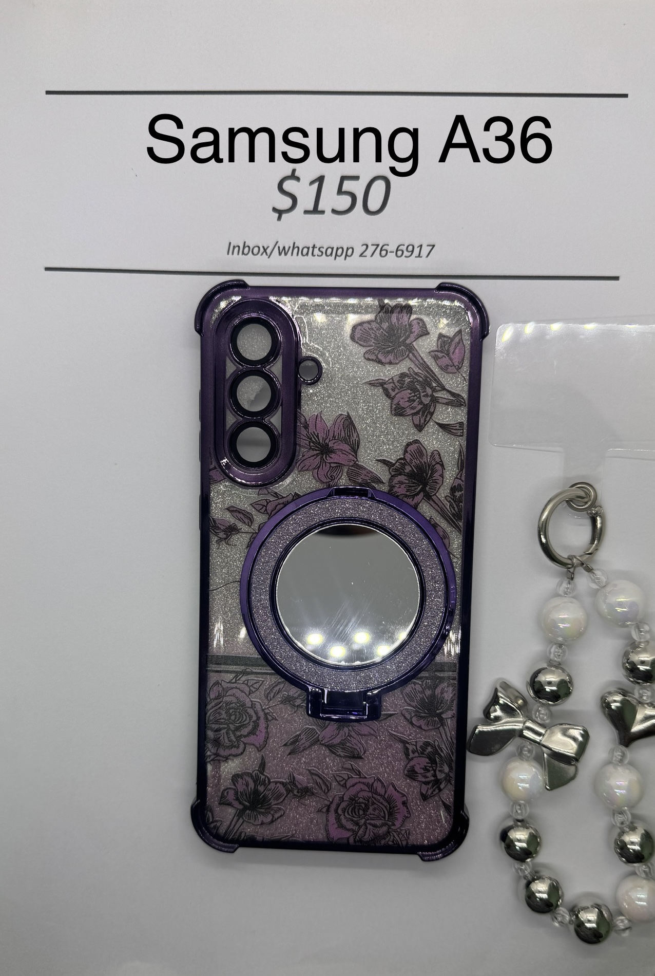 A36 Purple Floral Glitter