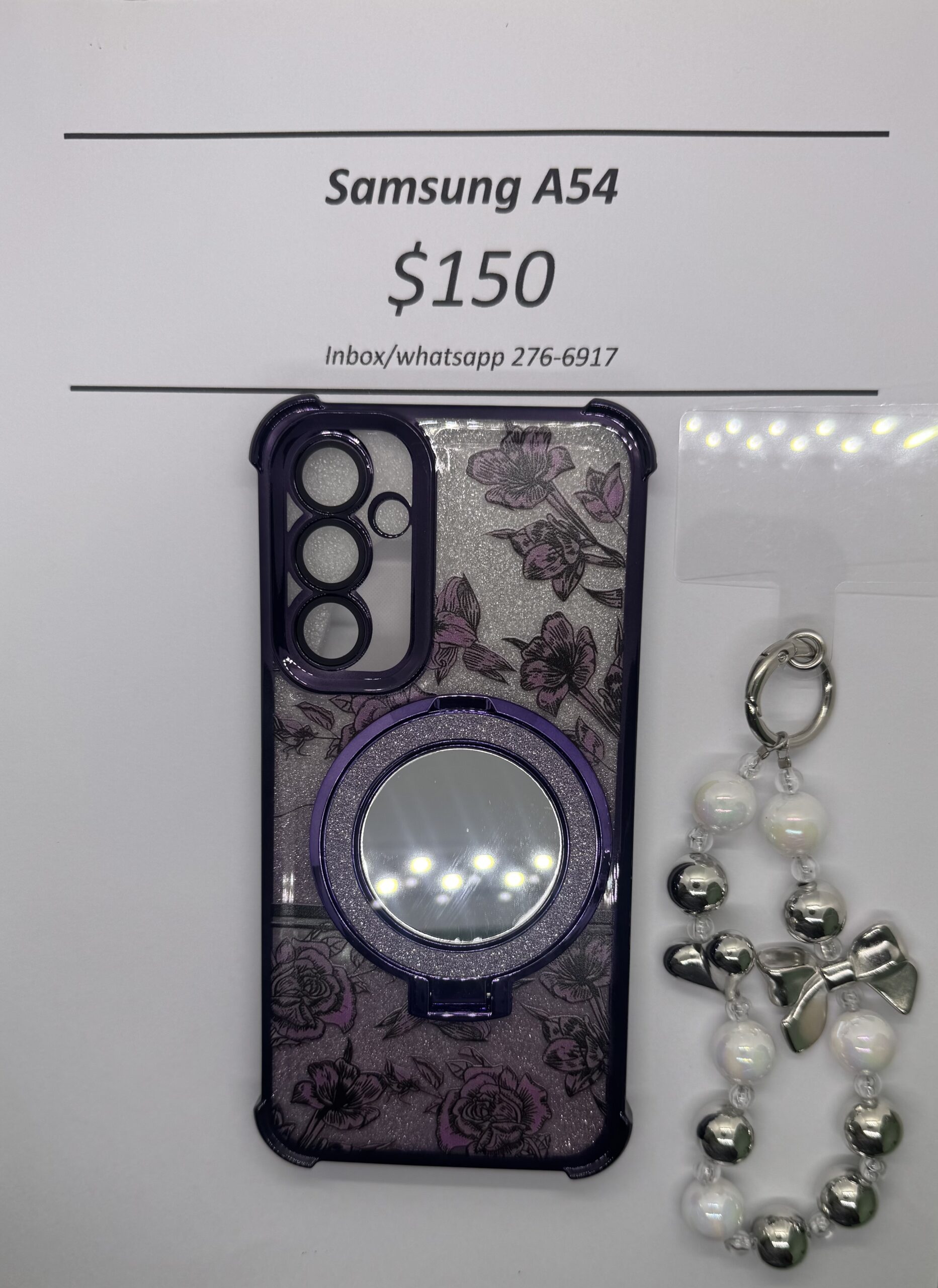 A54 Purple Floral Glitter