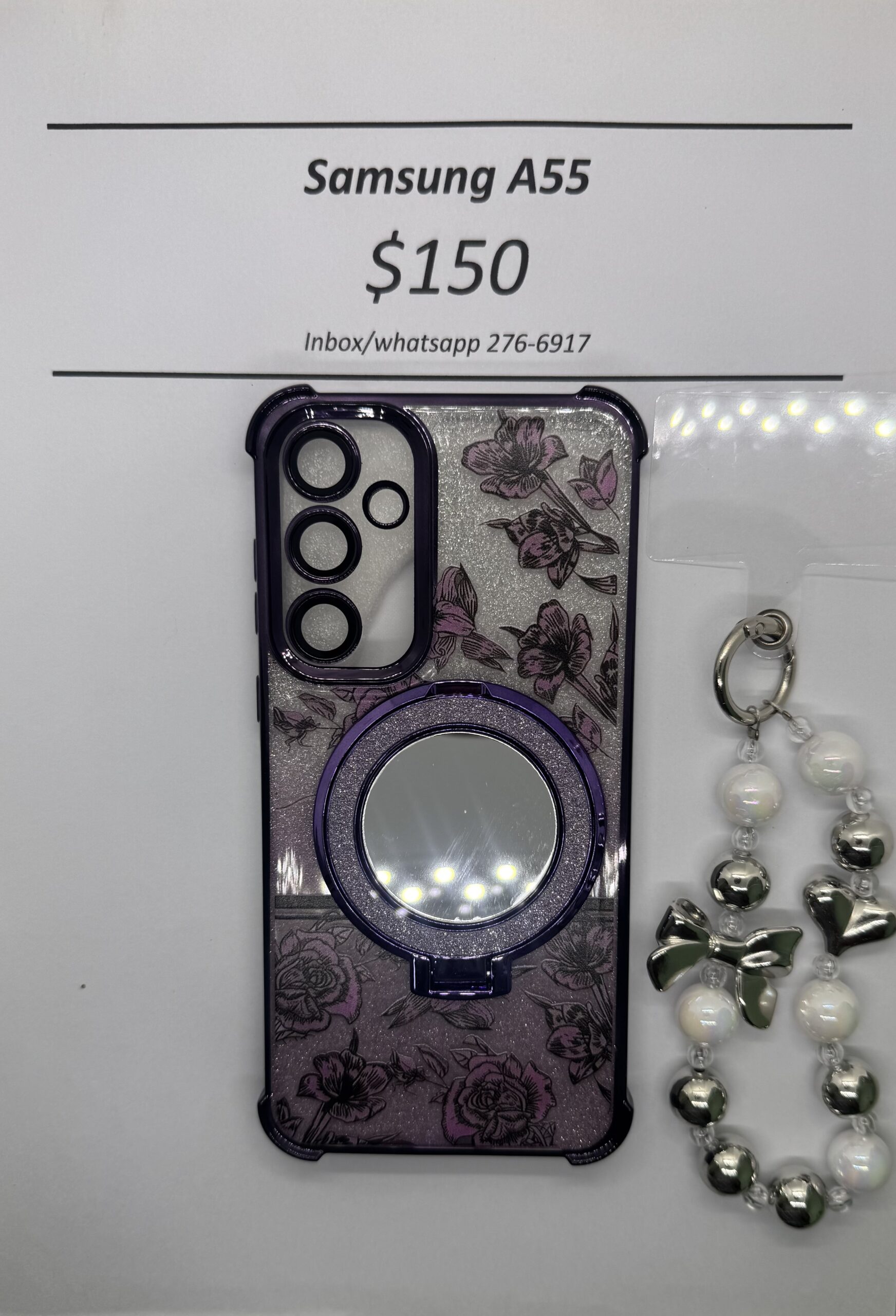 A55 Purple Floral Glitter