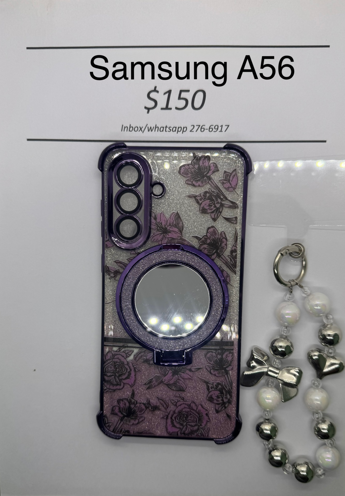 A56 Purple Floral Glitter