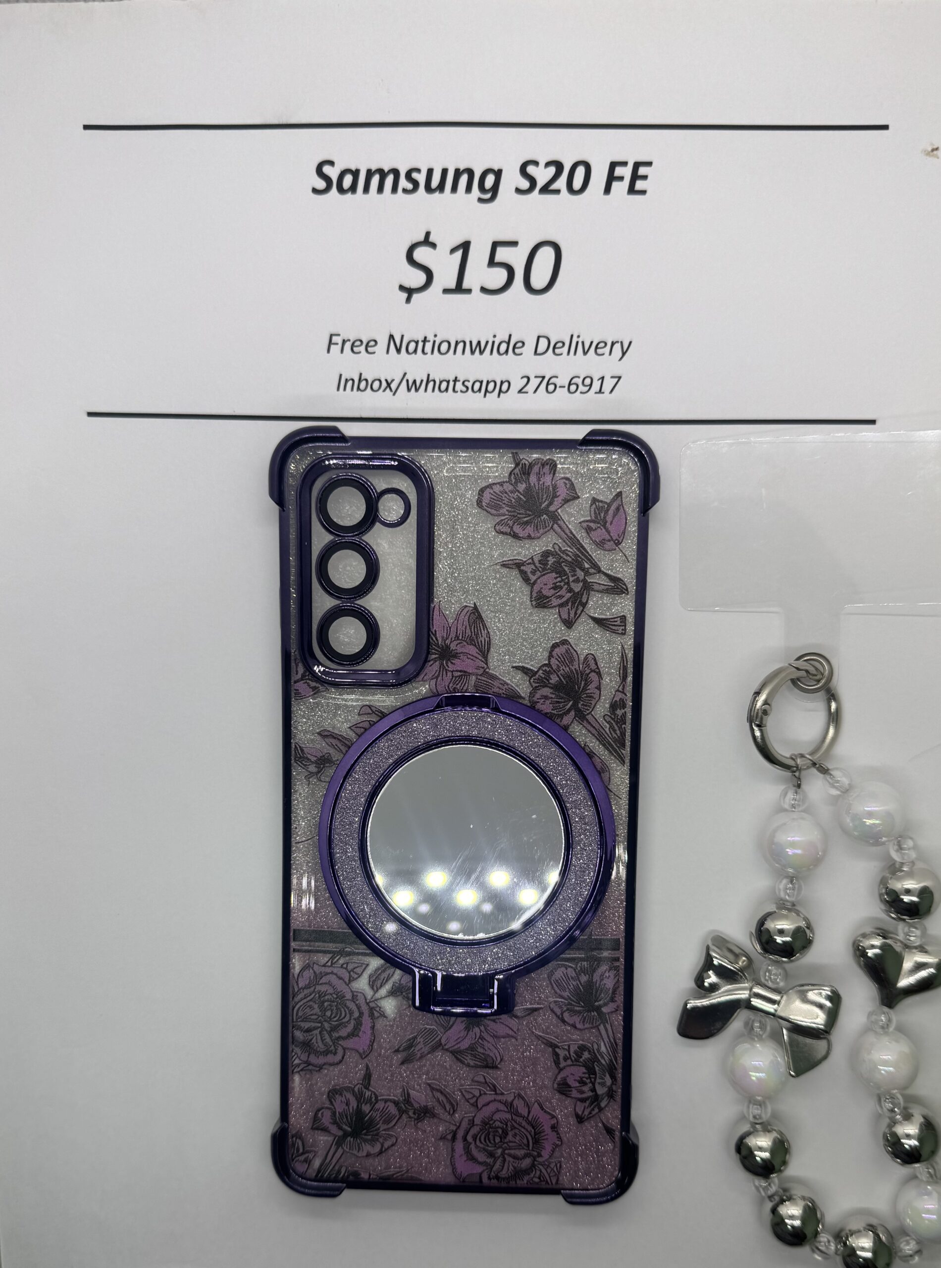 S20 FE Purple Floral Glitter