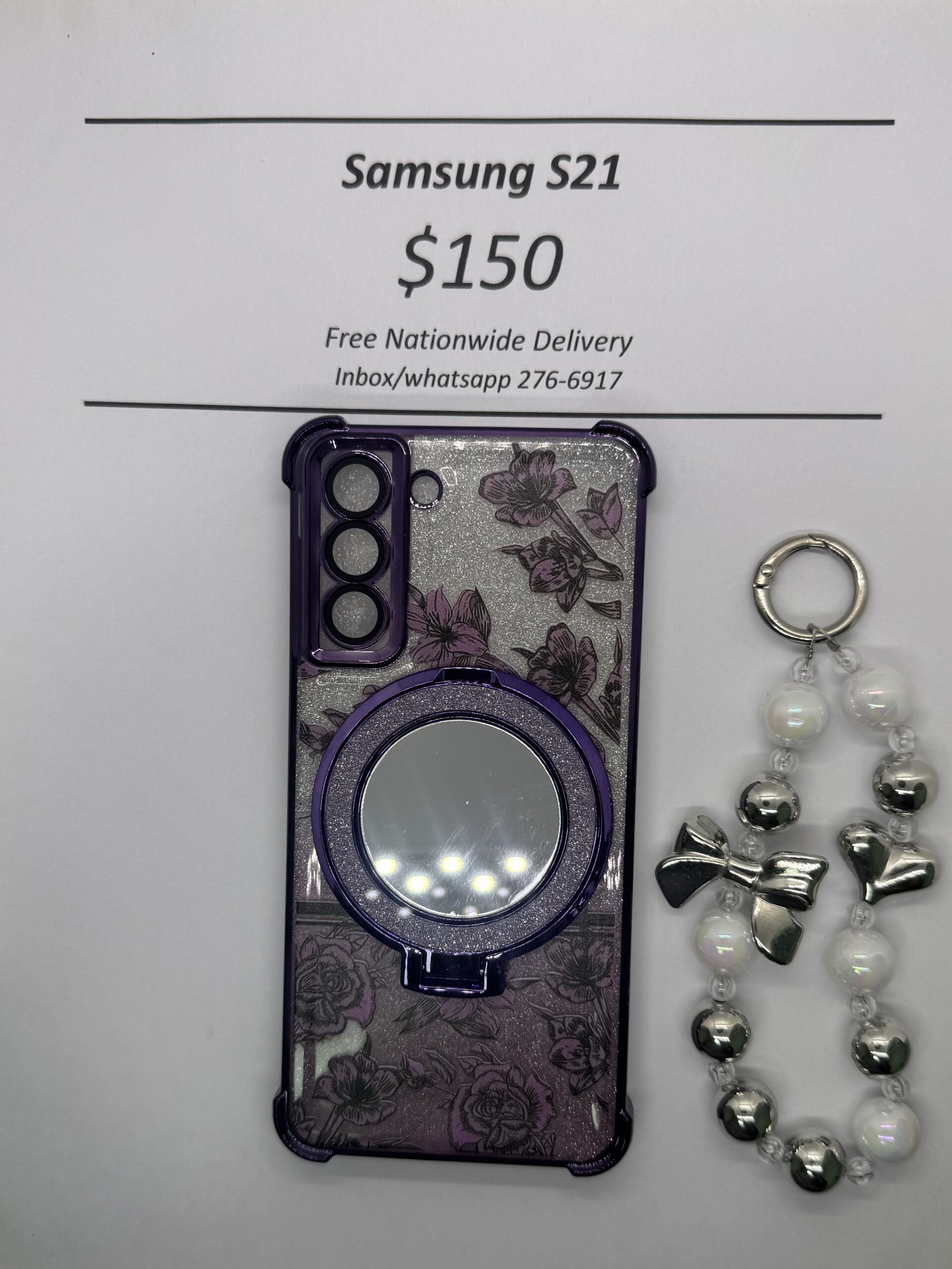 S21 Purple Floral Glitter