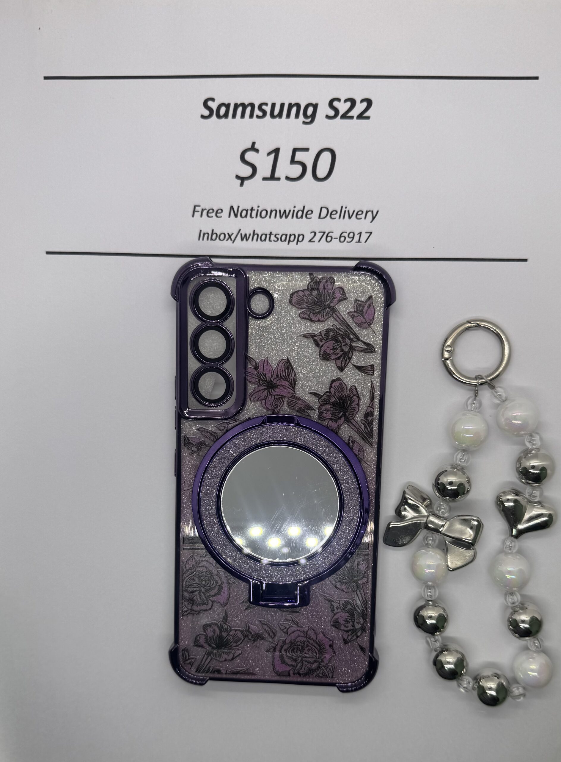 S22 Purple Floral Glitter