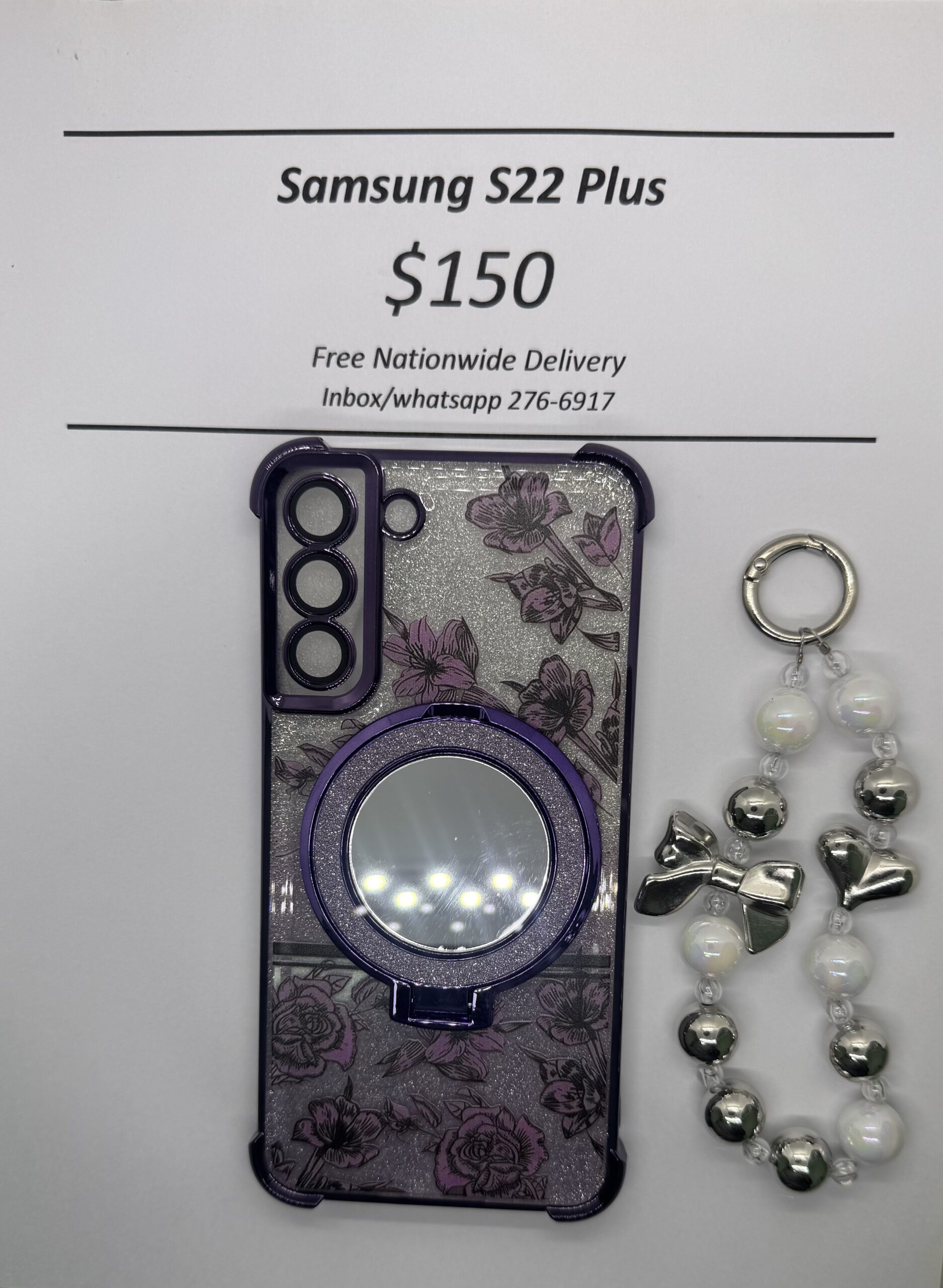 S22+ Purple Floral Glitter