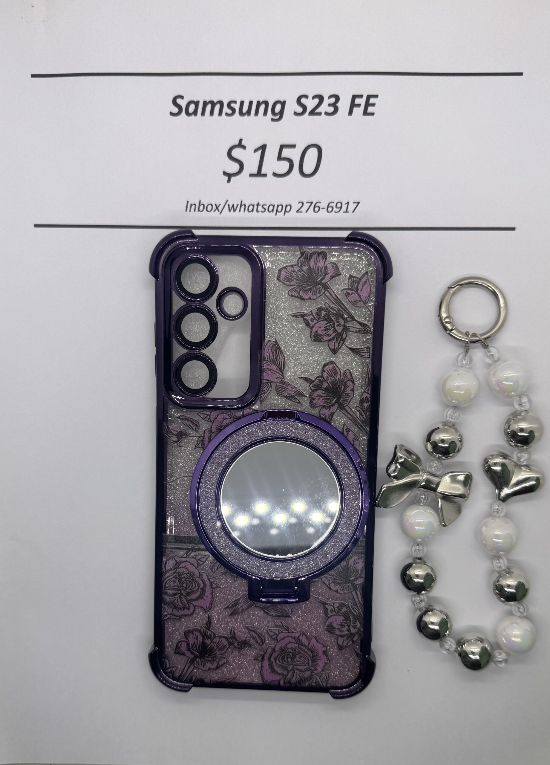 S23 FE Purple Floral Glitter