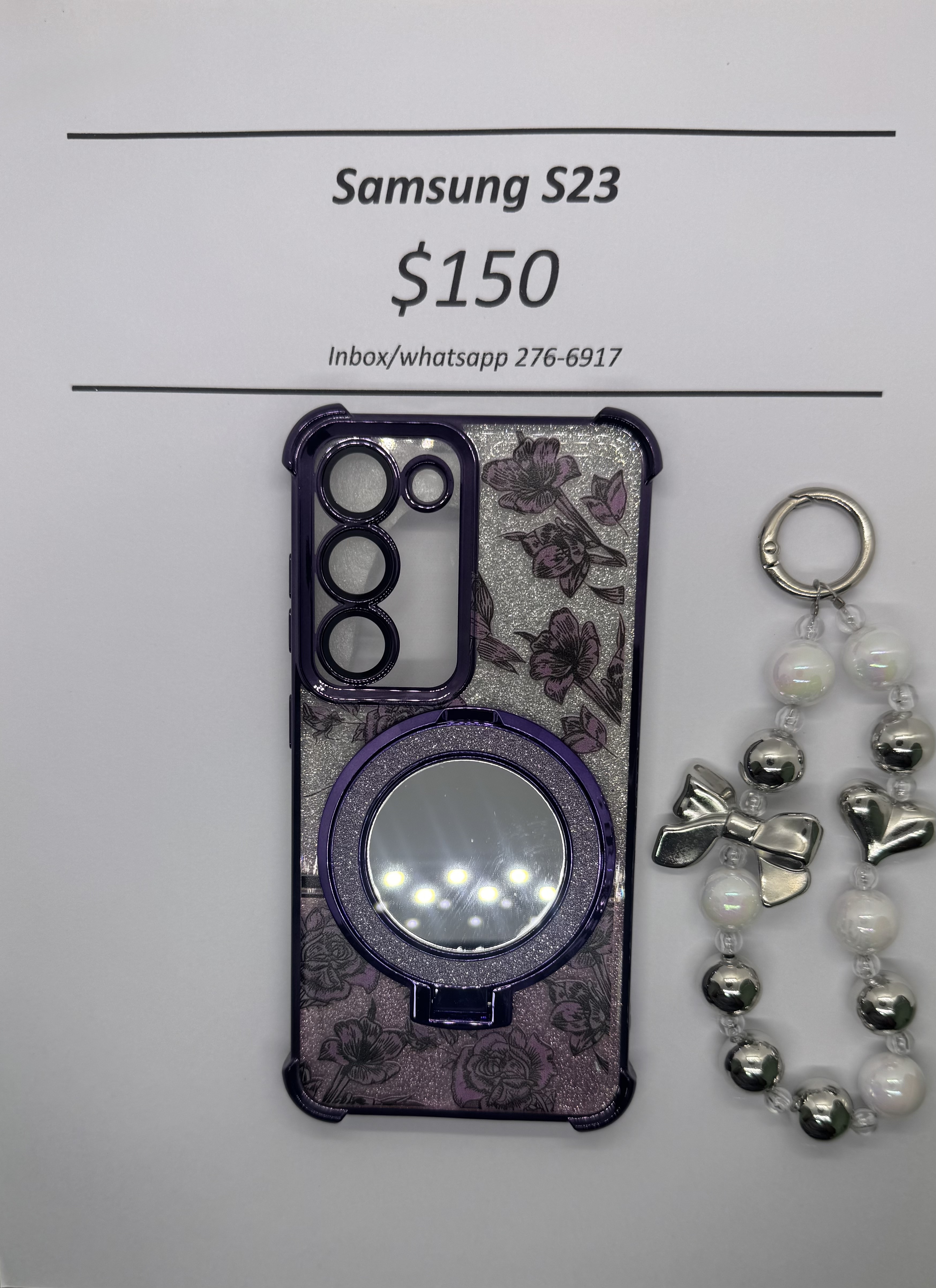 S23 Purple Floral Glitter