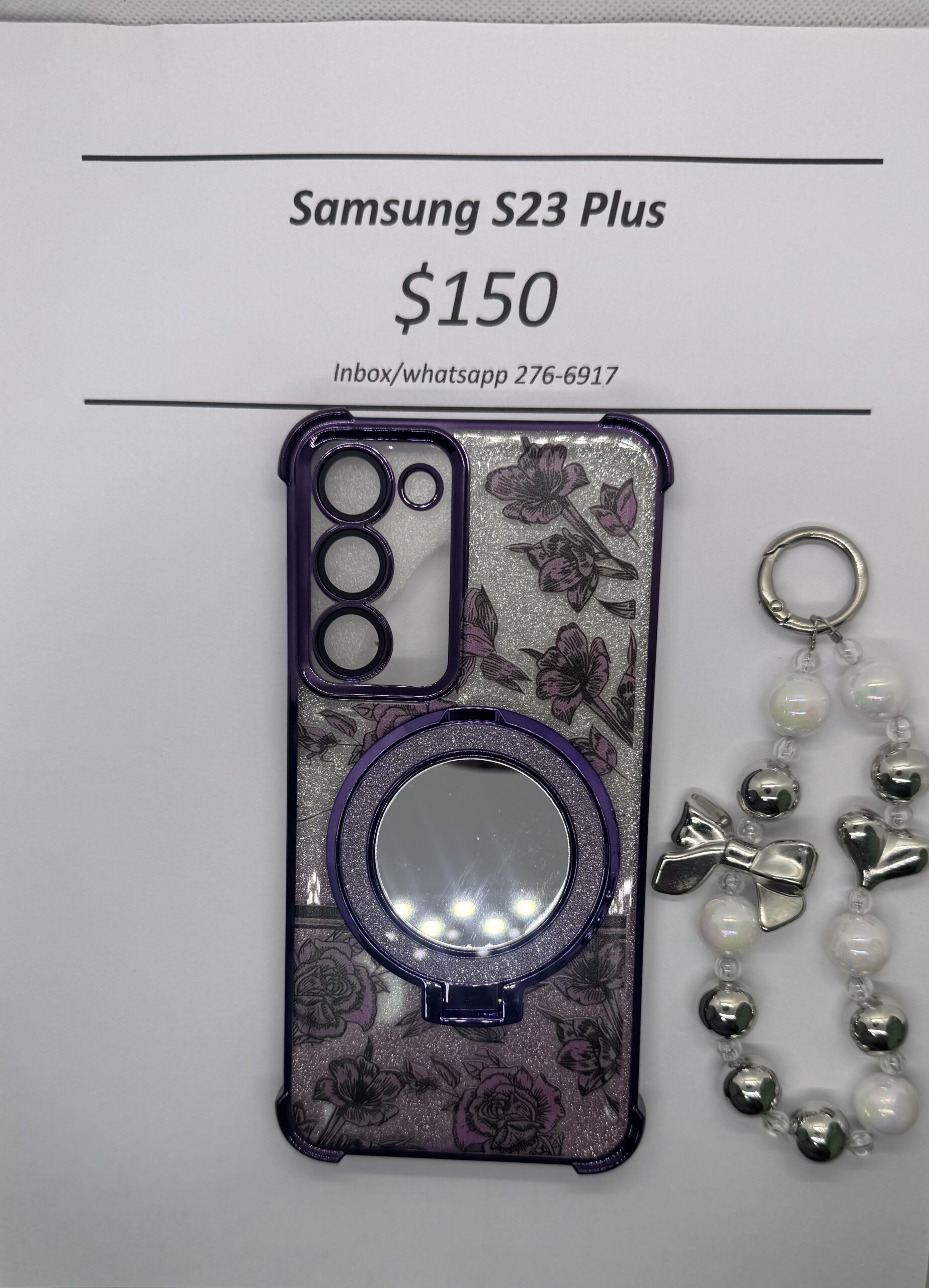 S23+ Purple Floral Glitter