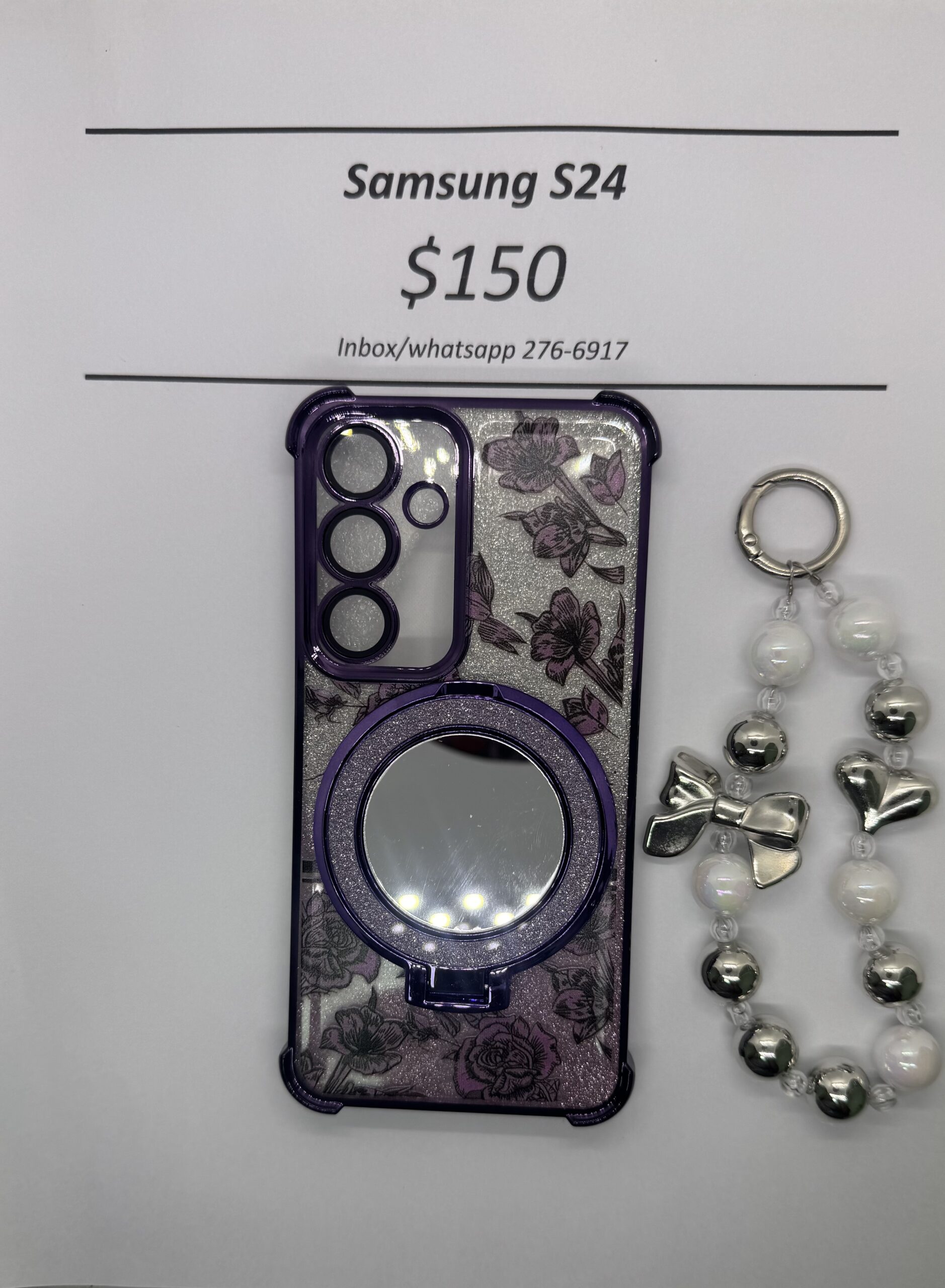 S24 Purple Floral Glitter