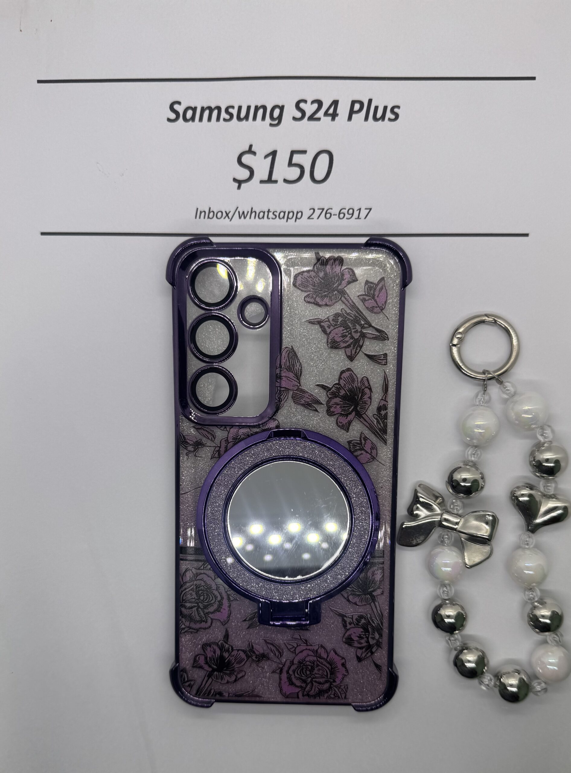 S24+ Purple Floral Glitter