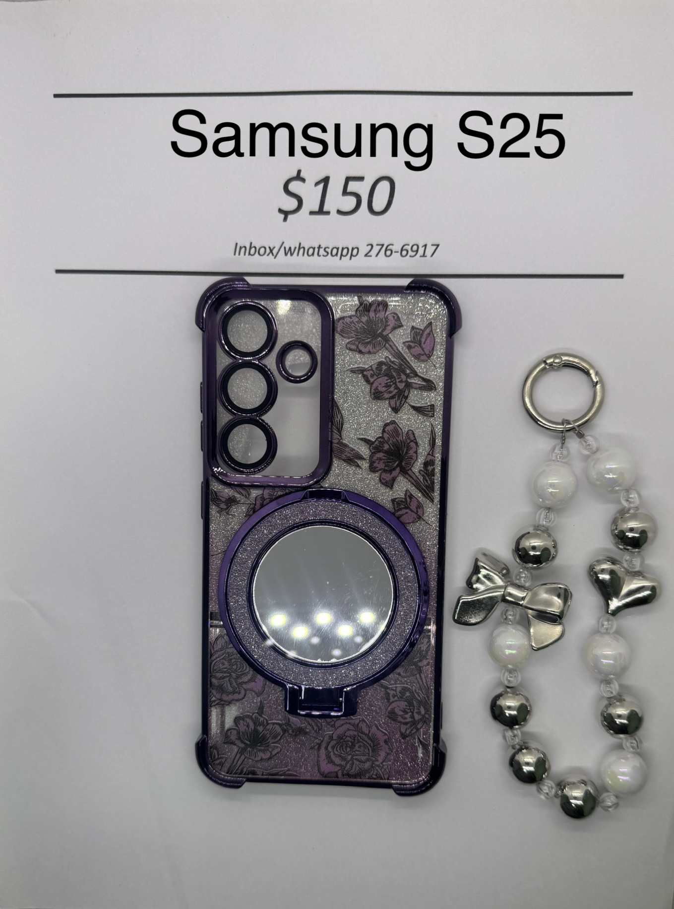 S25 Purple Floral Glitter