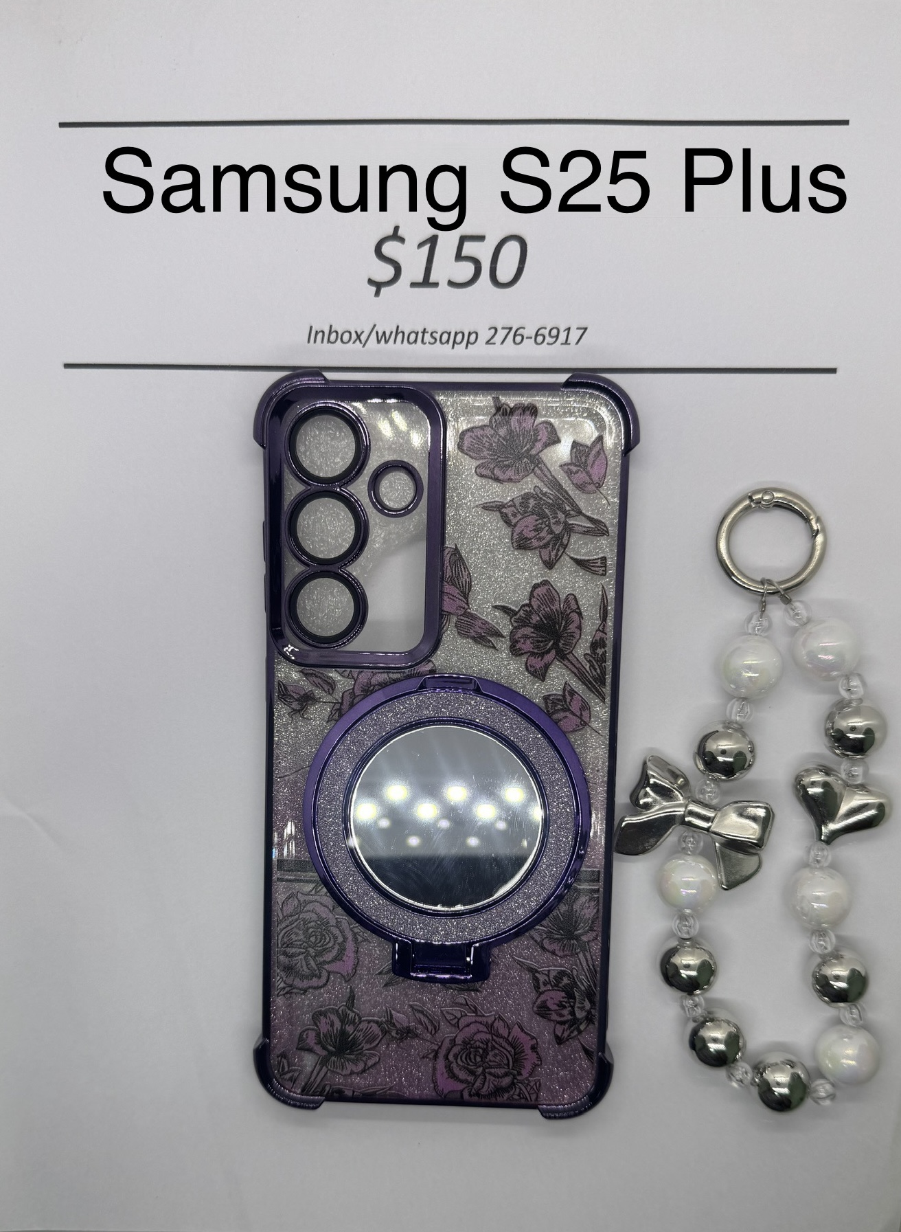 S25+ Purple Floral Glitter