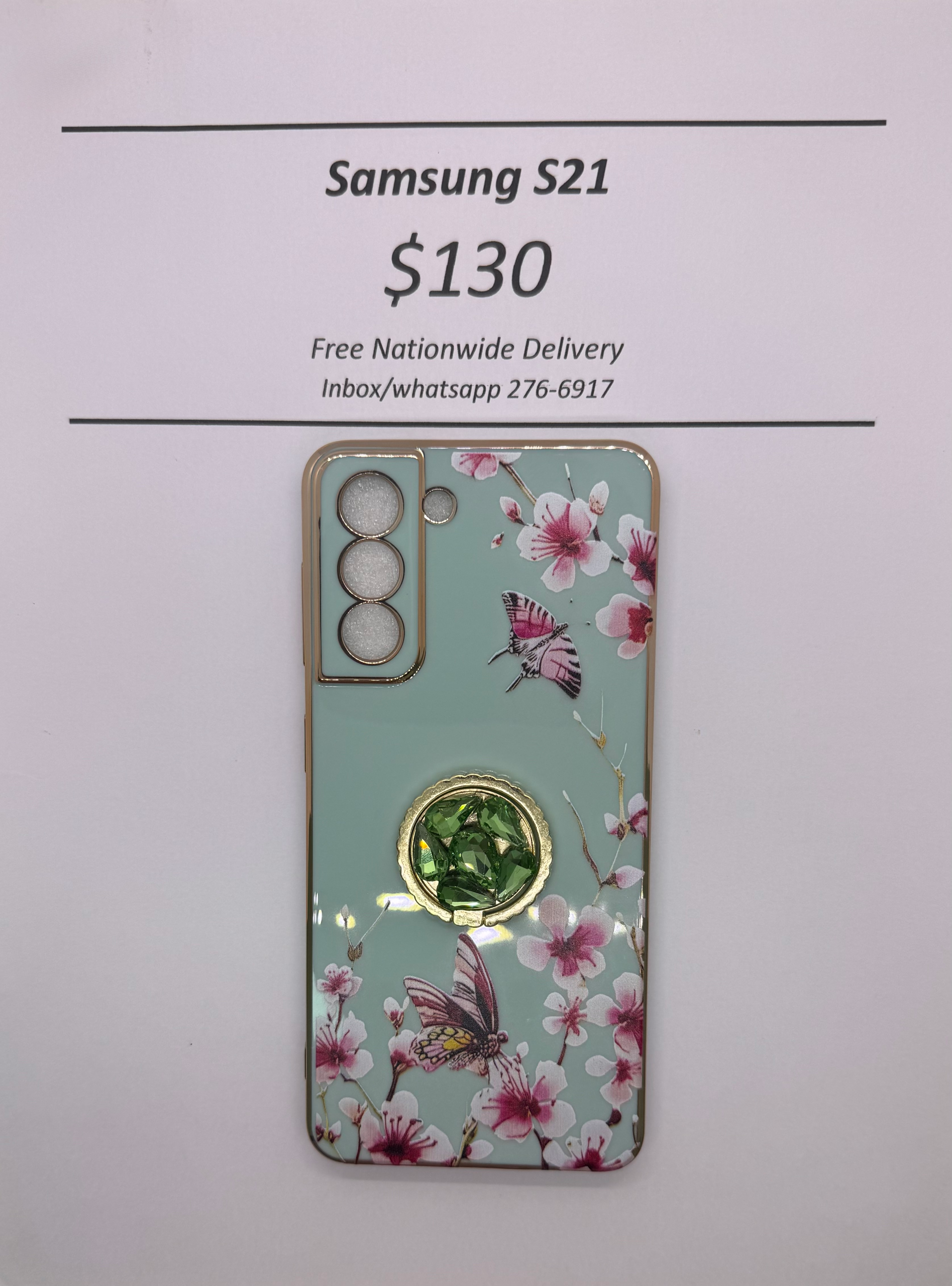 S21 Green Floral Butterfly