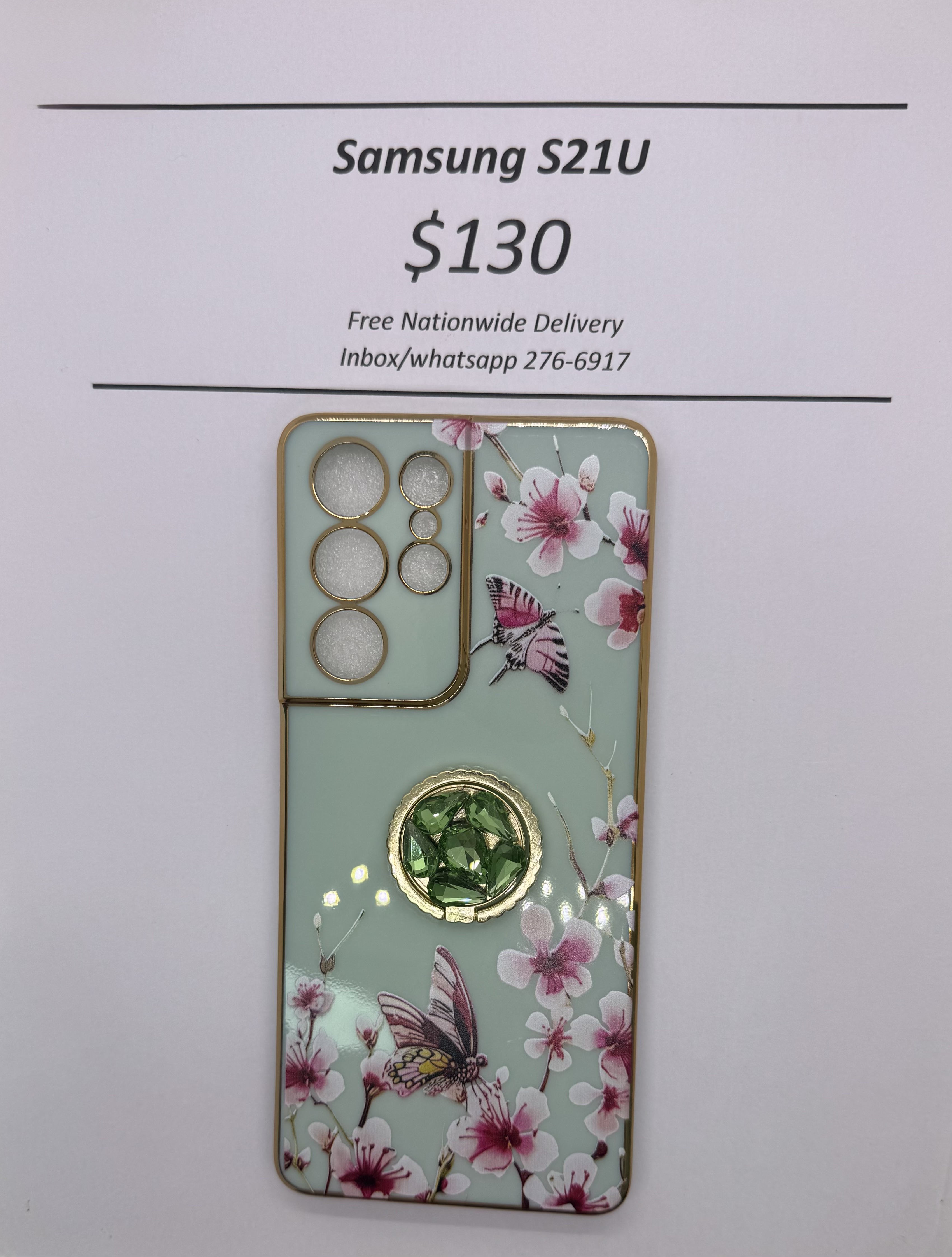 S21 Ultra Green Floral Butterfly