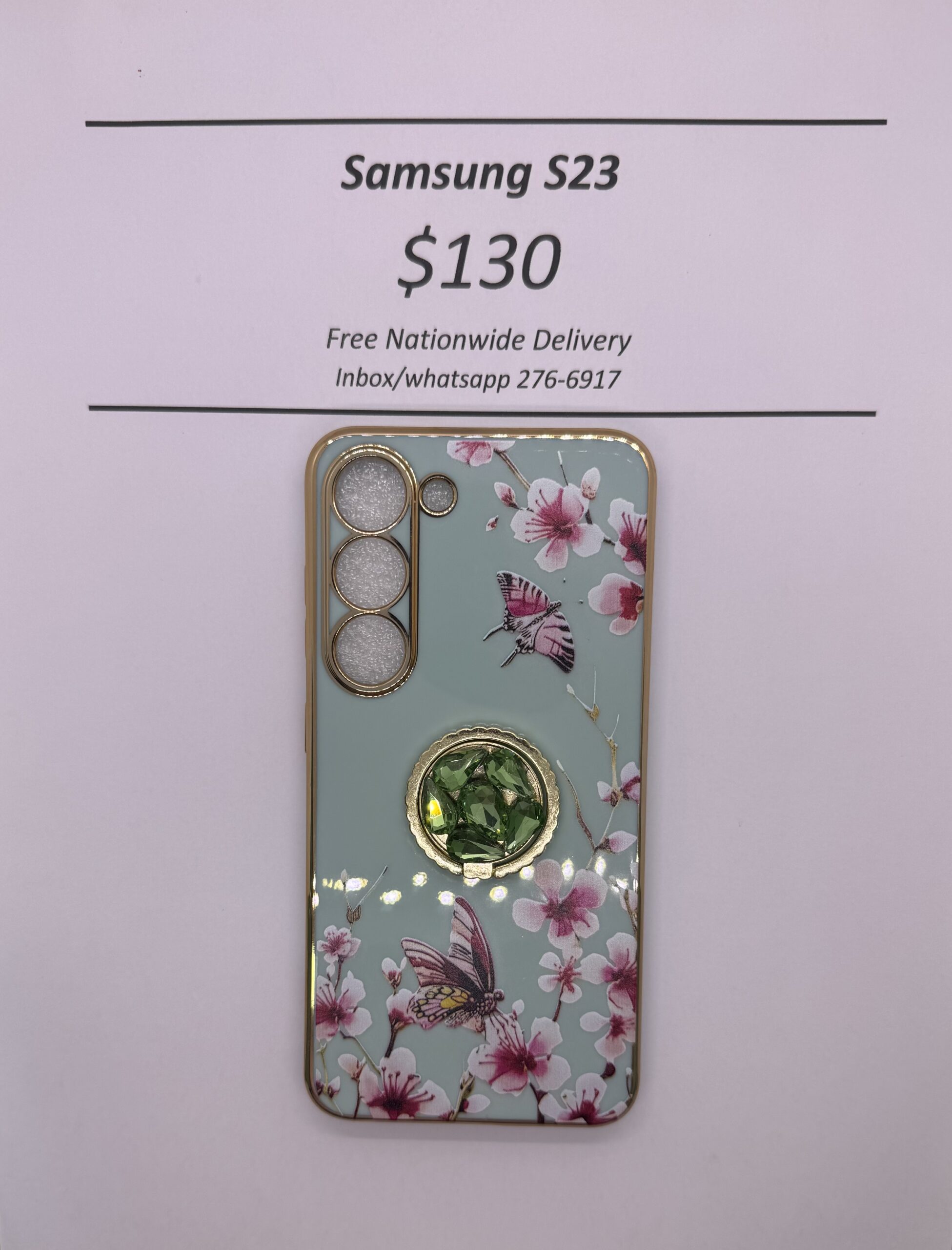 S23 Green Floral Butterfly