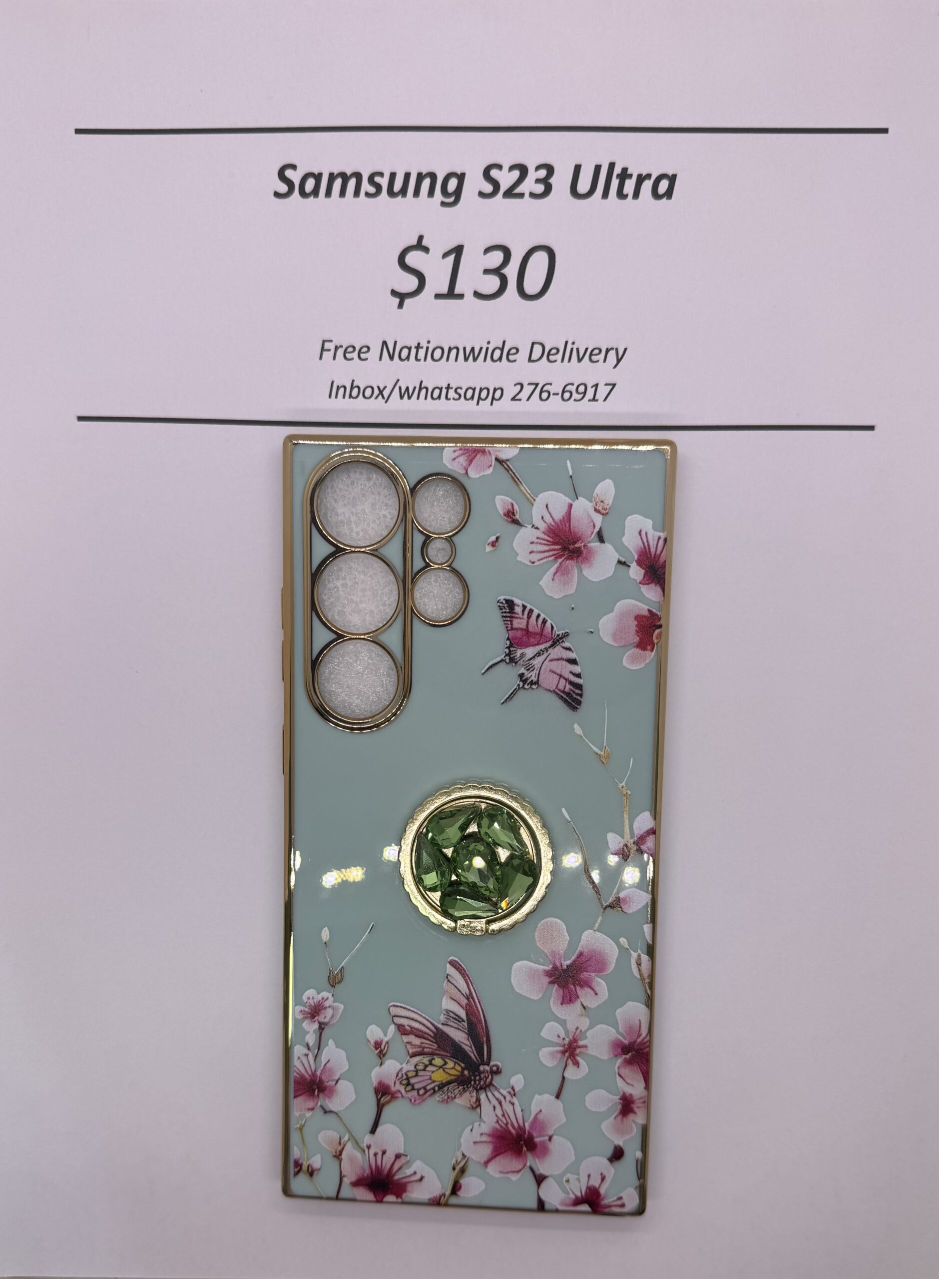 S23 Ultra Green Floral Butterfly