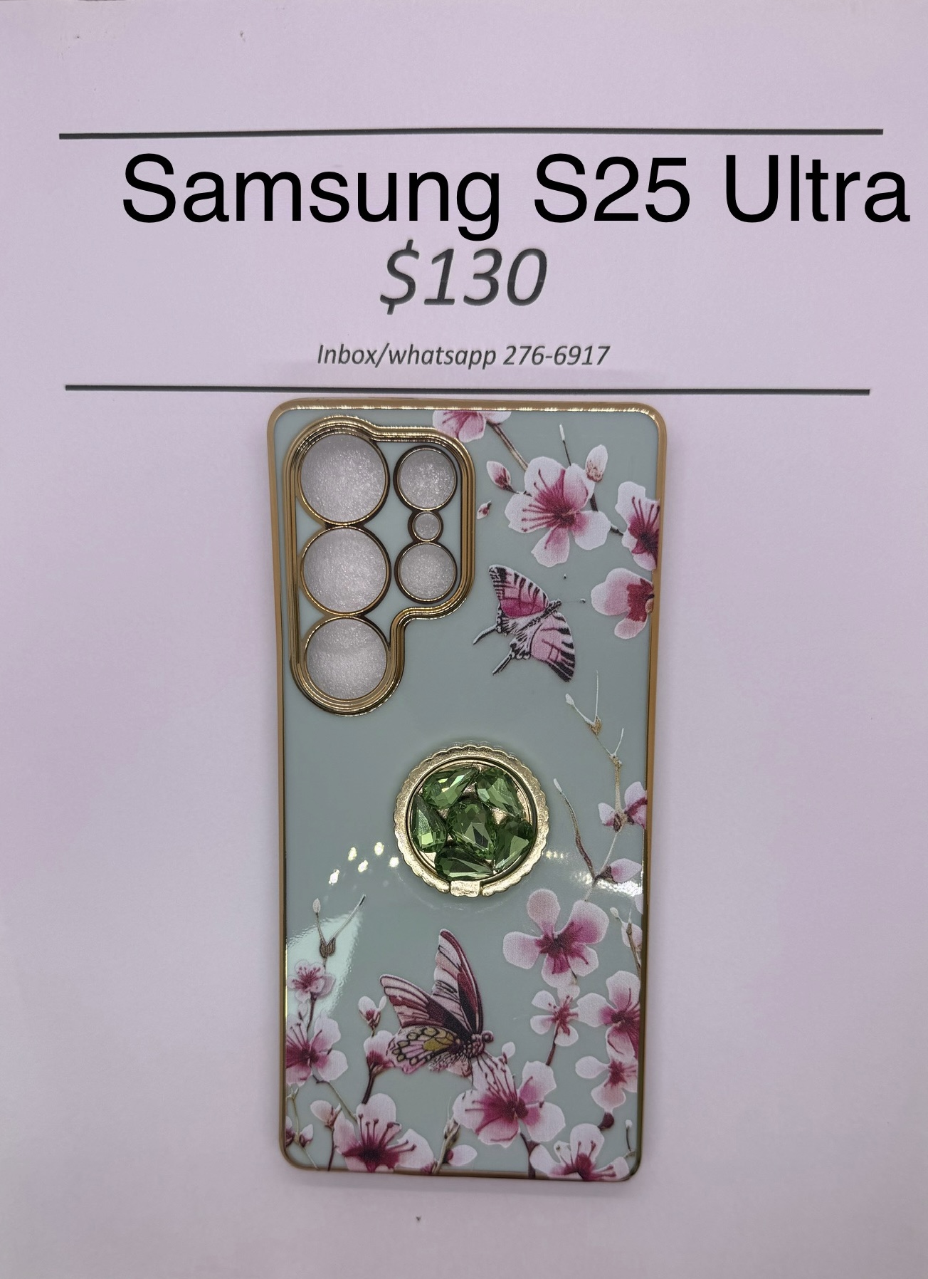 S25 Ultra Green Floral Butterfly