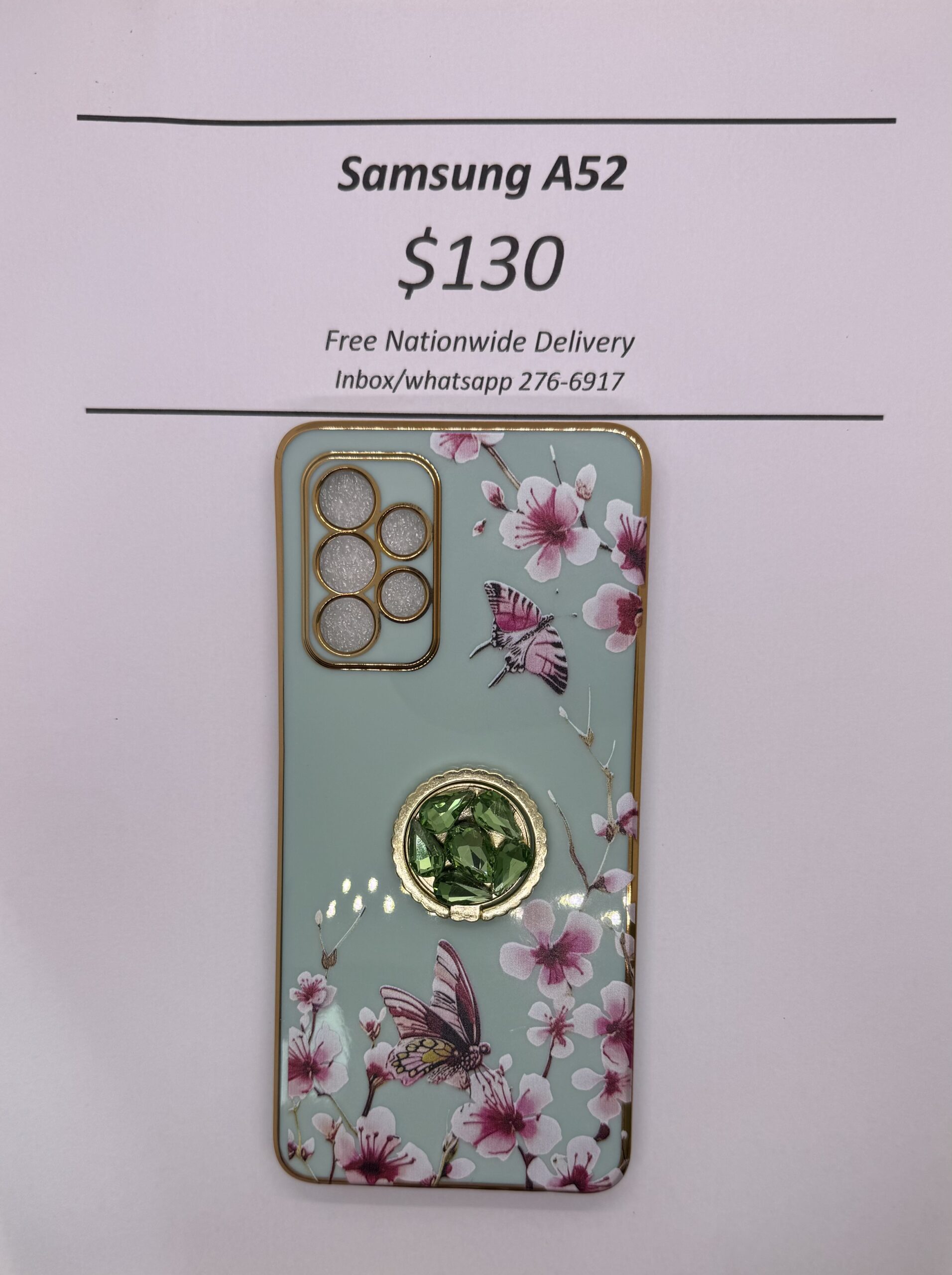 A52 Green Floral Butterfly