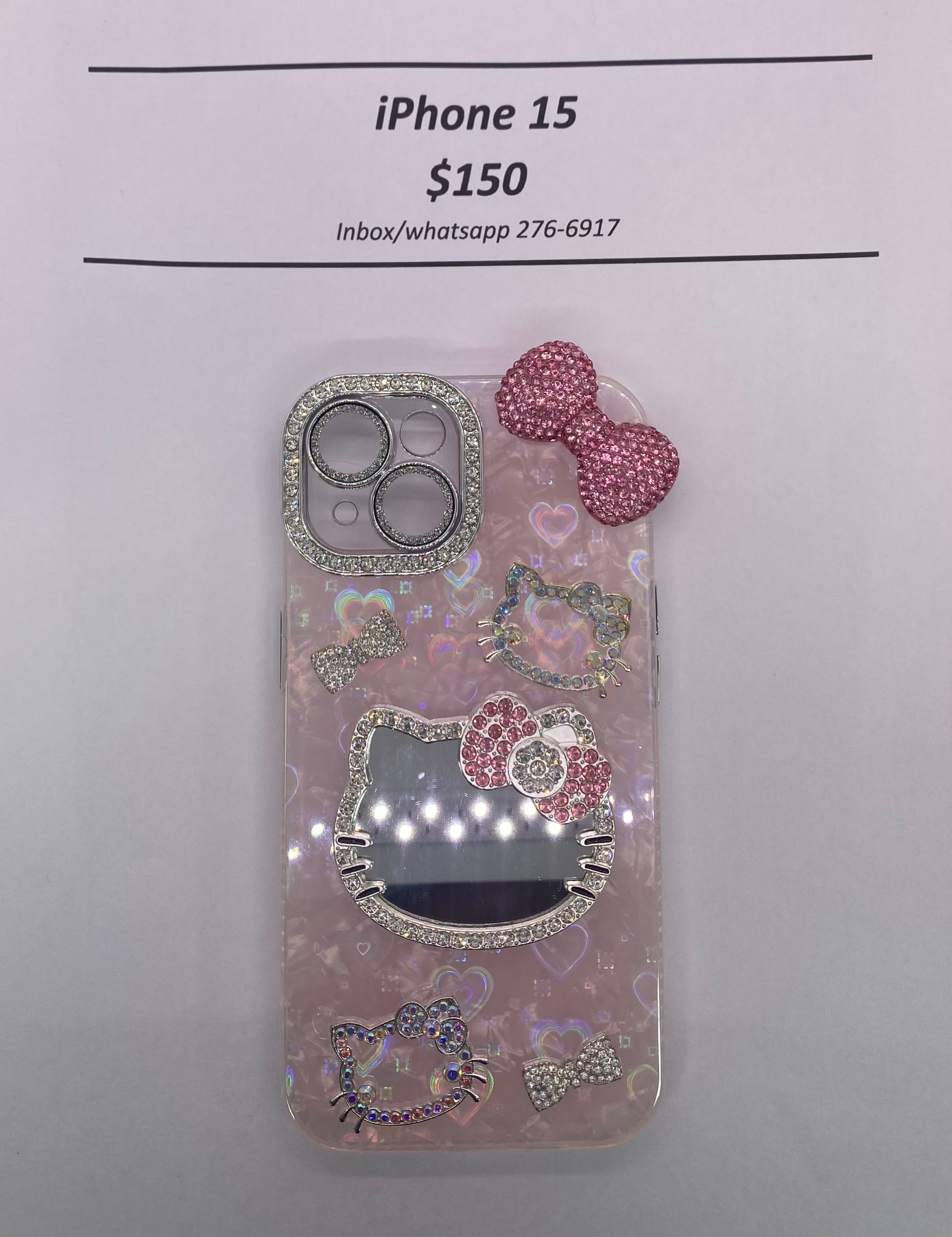 iPhone 15 Hello Kitty Pink Glitter