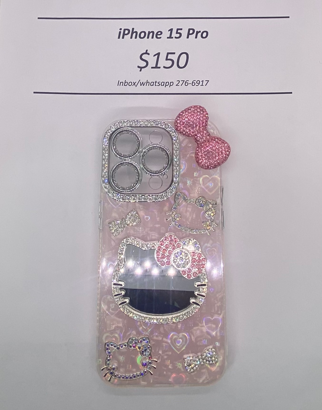 iPhone 15 Pro Hello Kitty Pink Glitter