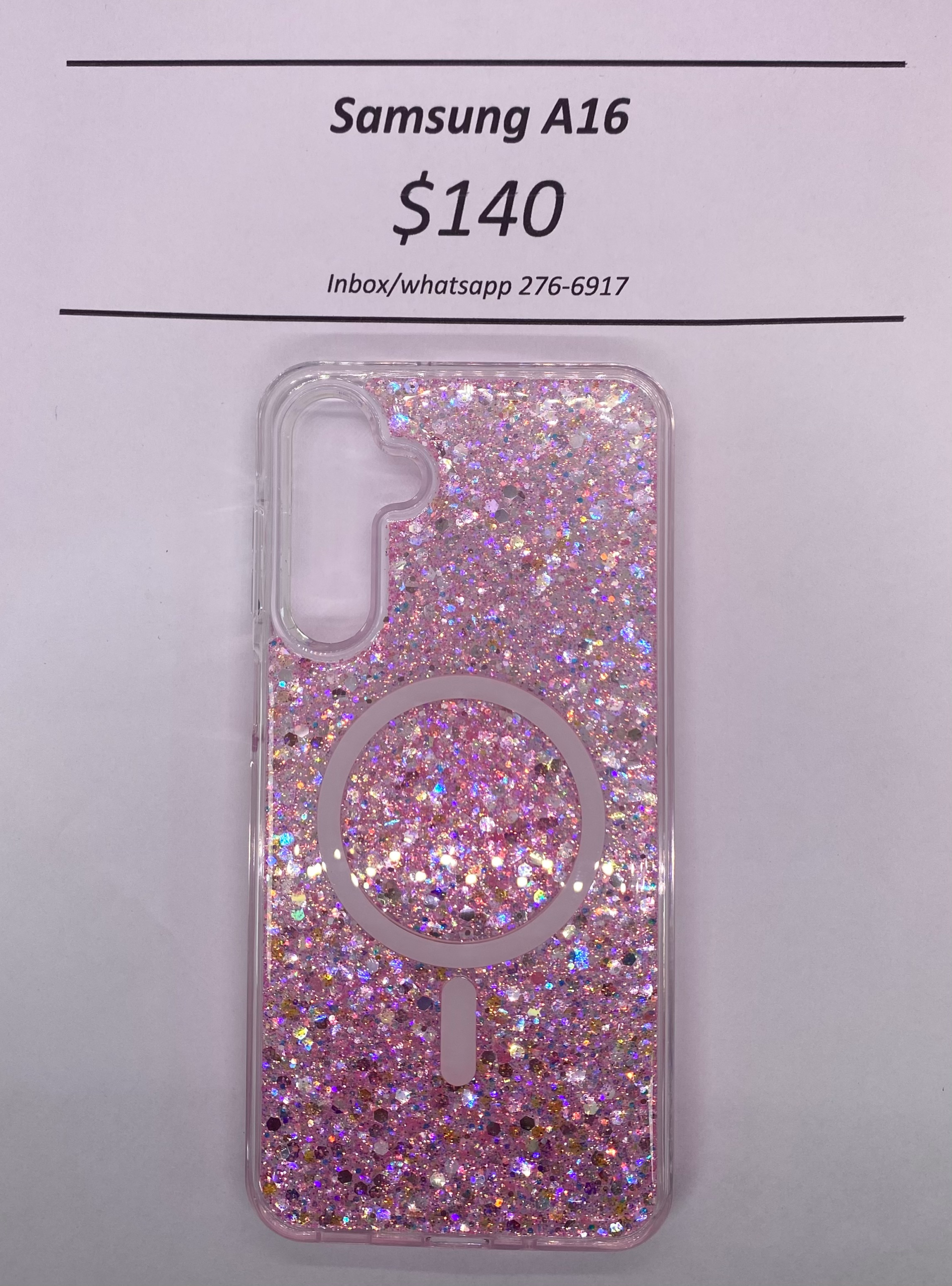 A16 Glittery Pink Mag Safe