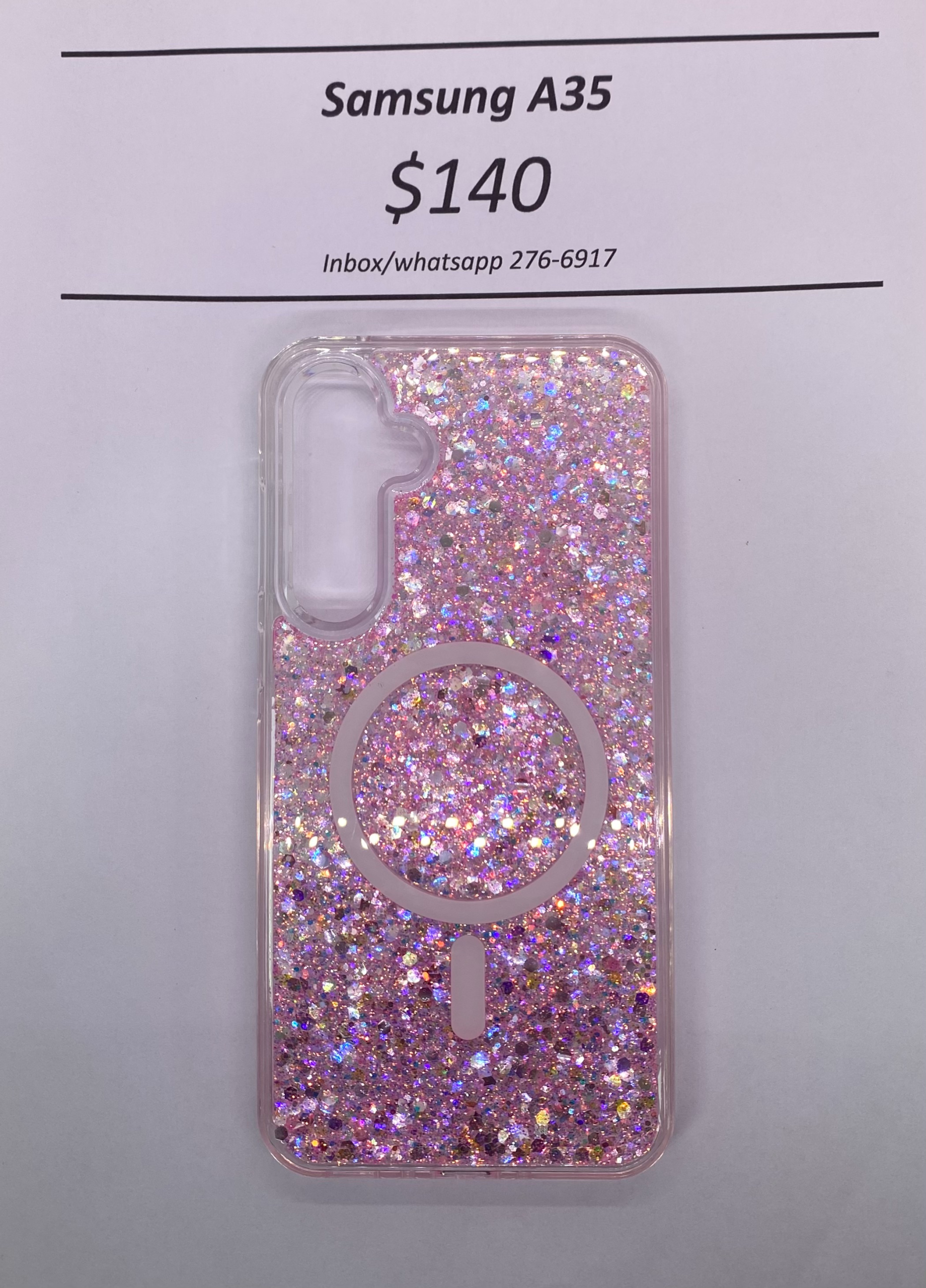 A35 Glittery Pink Mag Safe