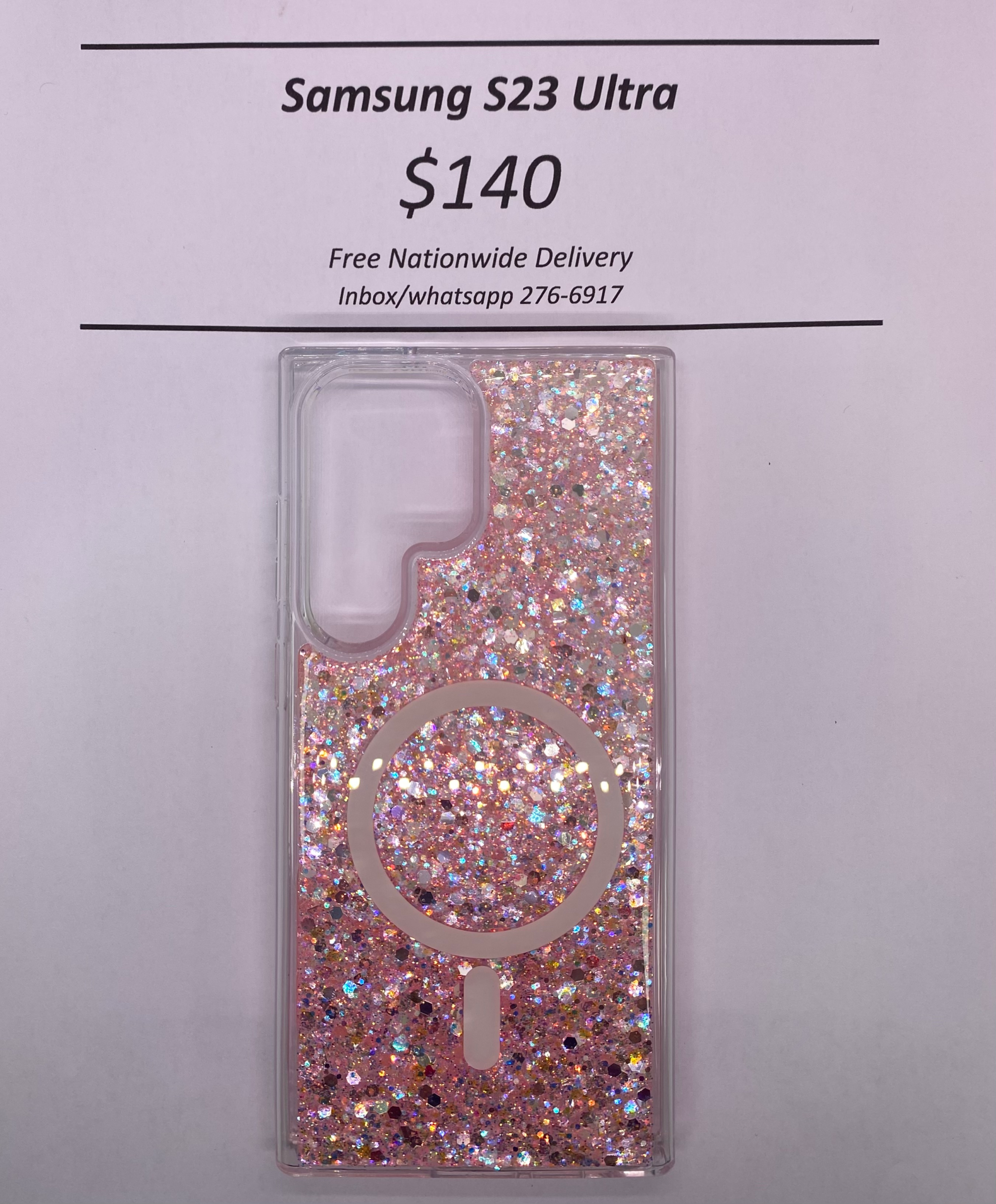 S23 Ultra Glittery Pink Mag Safe