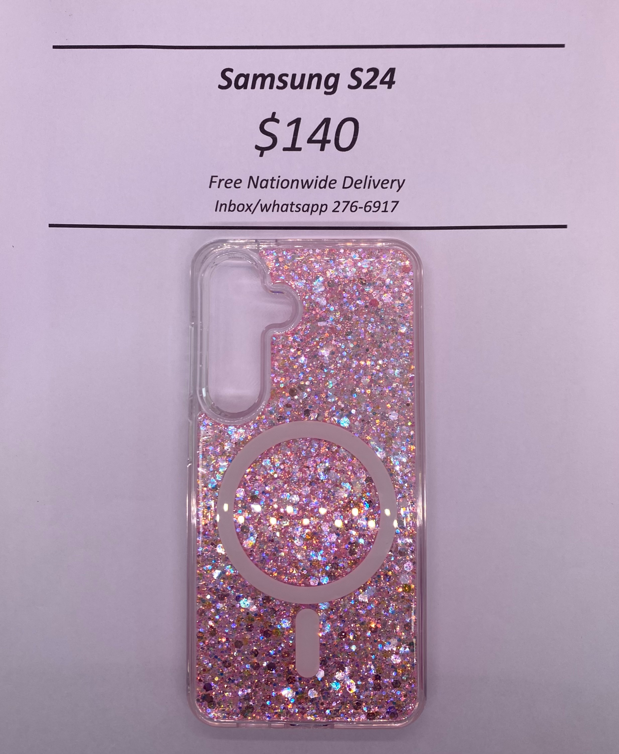 S24 Glittery Pink Mag Safe