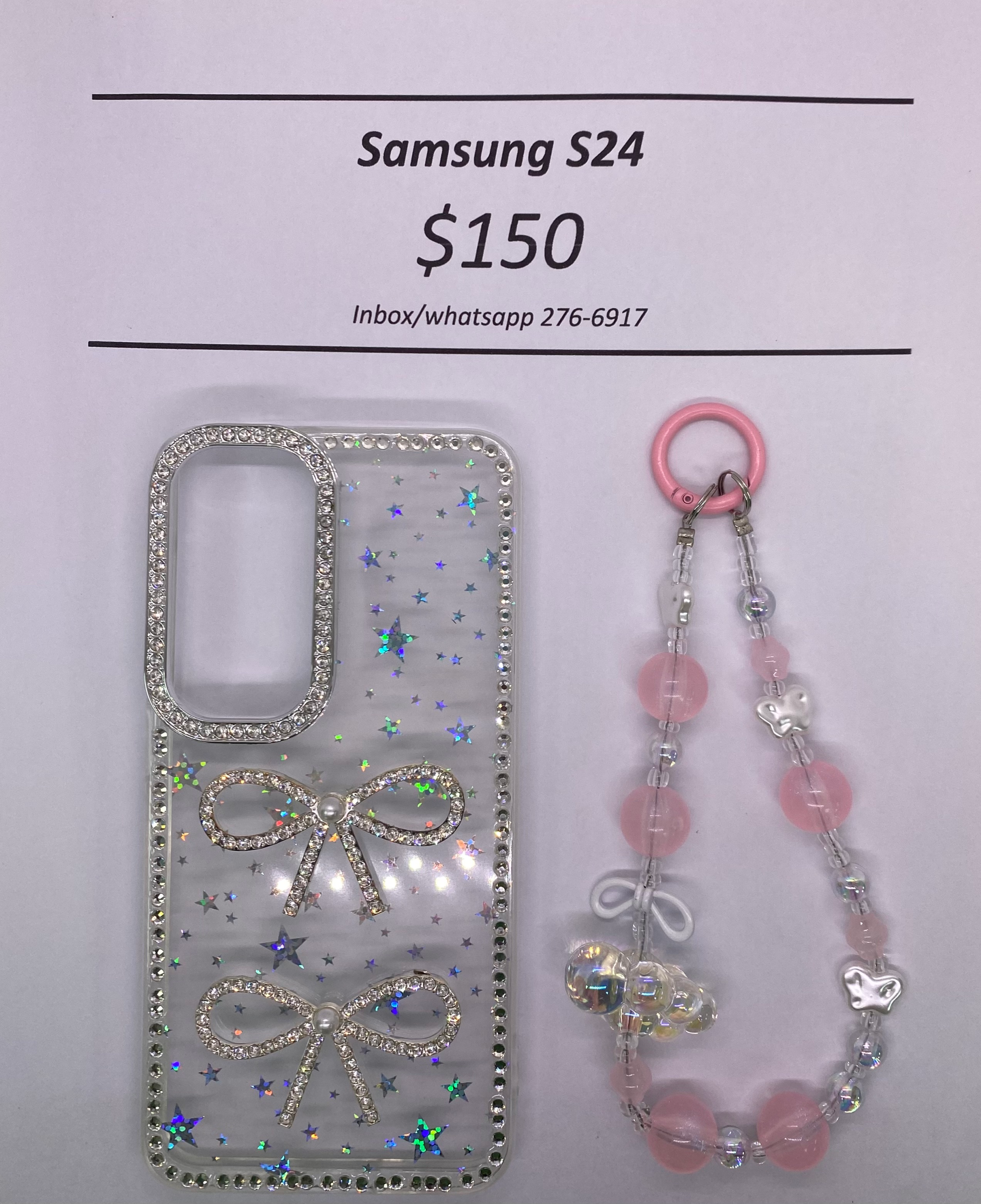 S24 Clear Starry Glitter Bow with Band