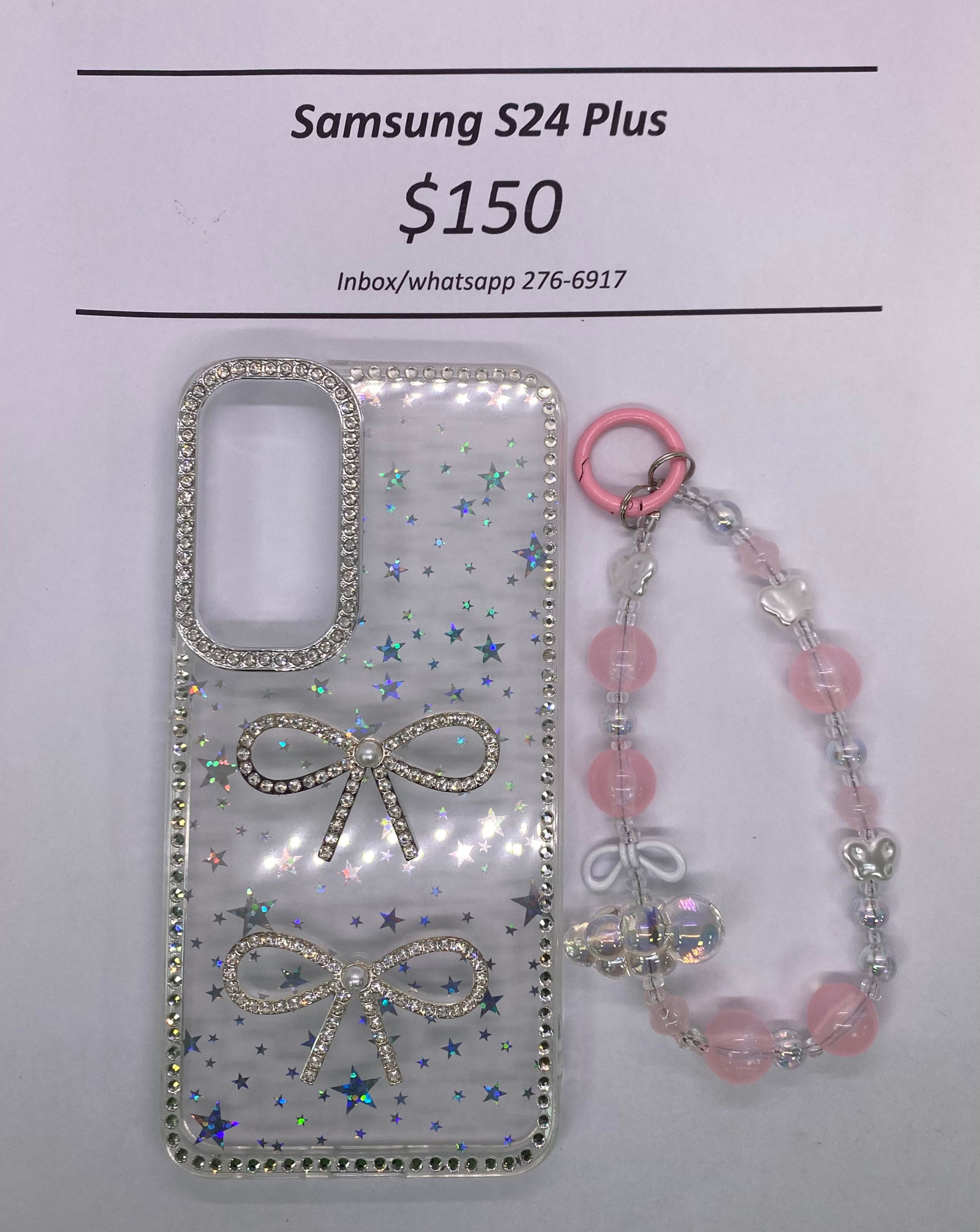 S24+ Clear Starry Glitter Bow with Band