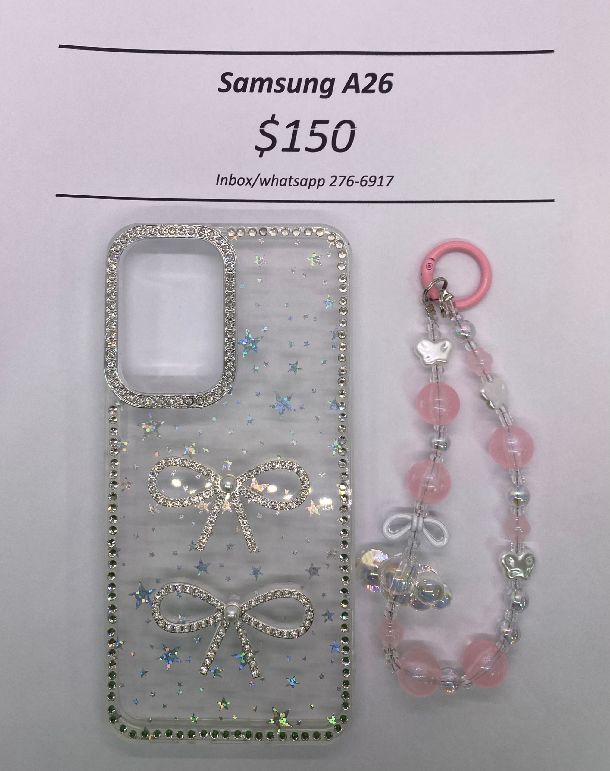 A26 Clear Starry Glitter Bow with Band