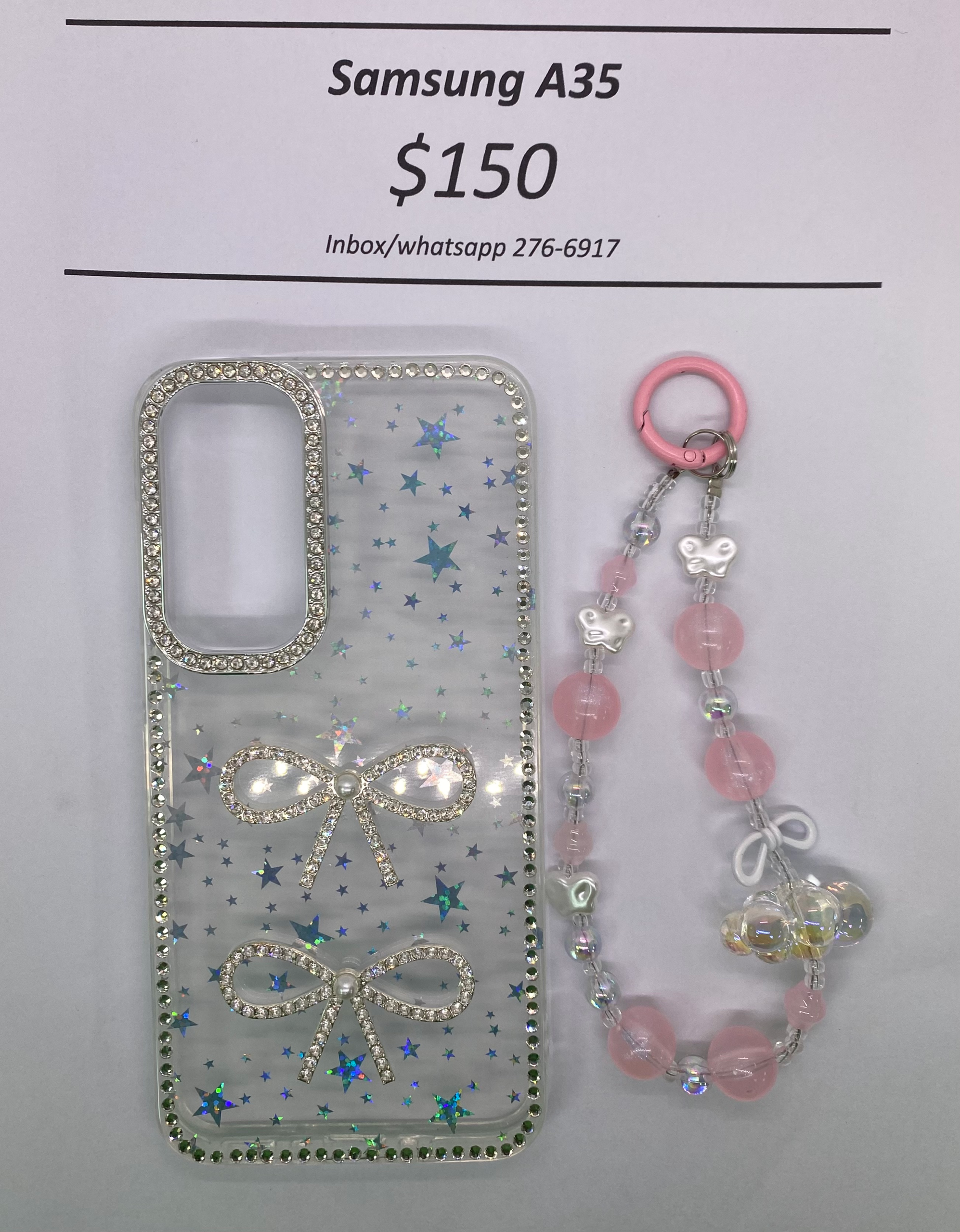 A35 Clear Starry Glitter Bow with Band